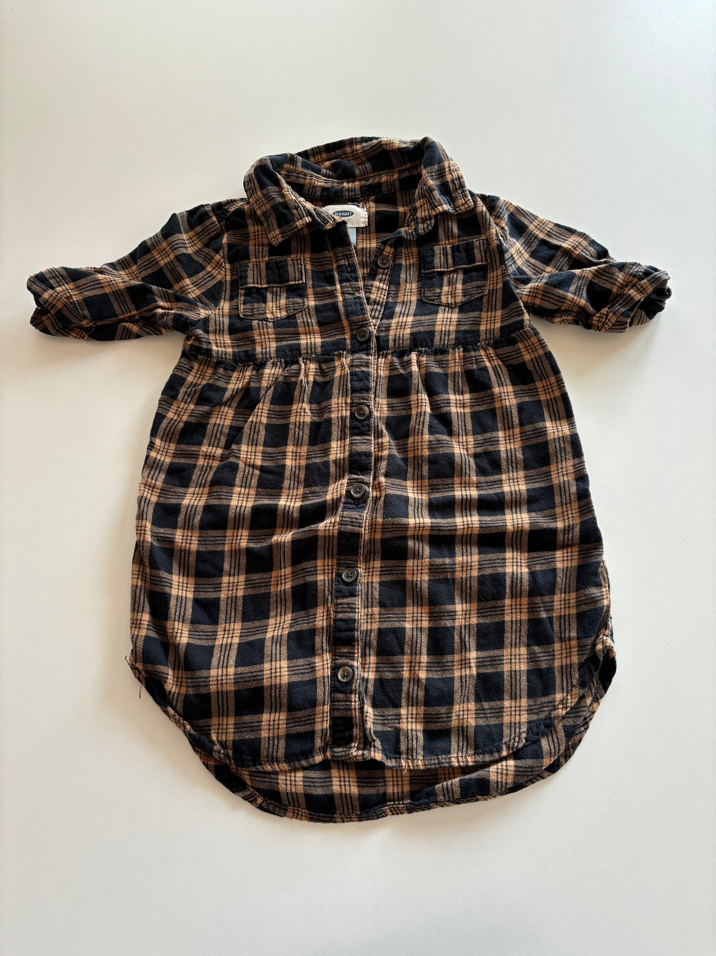 Black & Brown Plaid Flannel Dress
