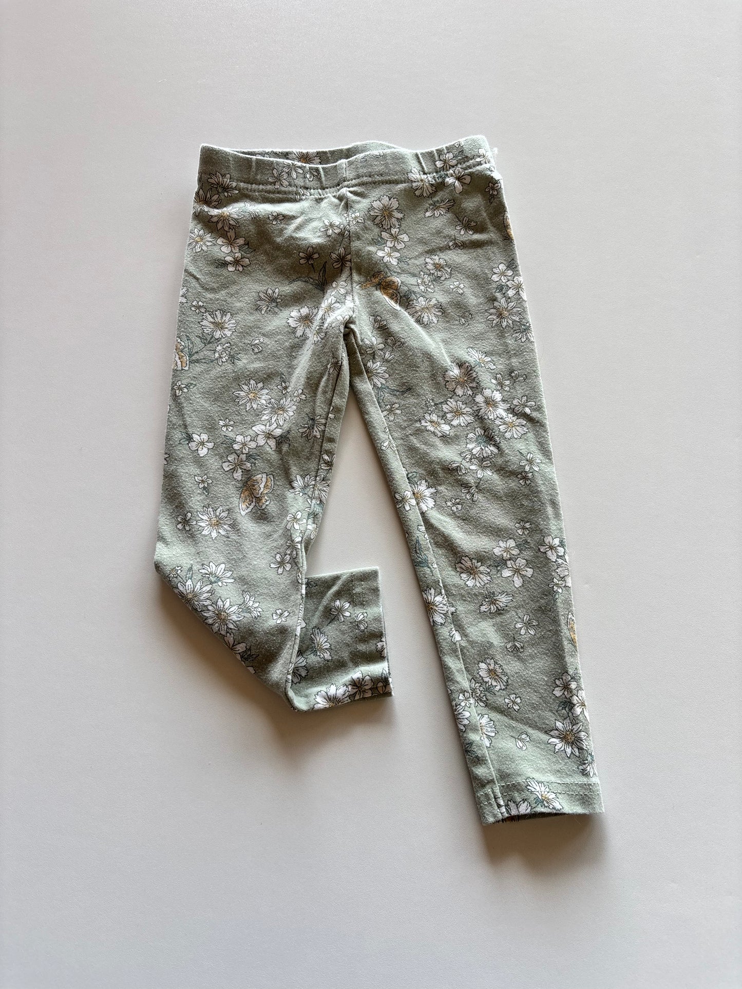 Green Floral Leggings