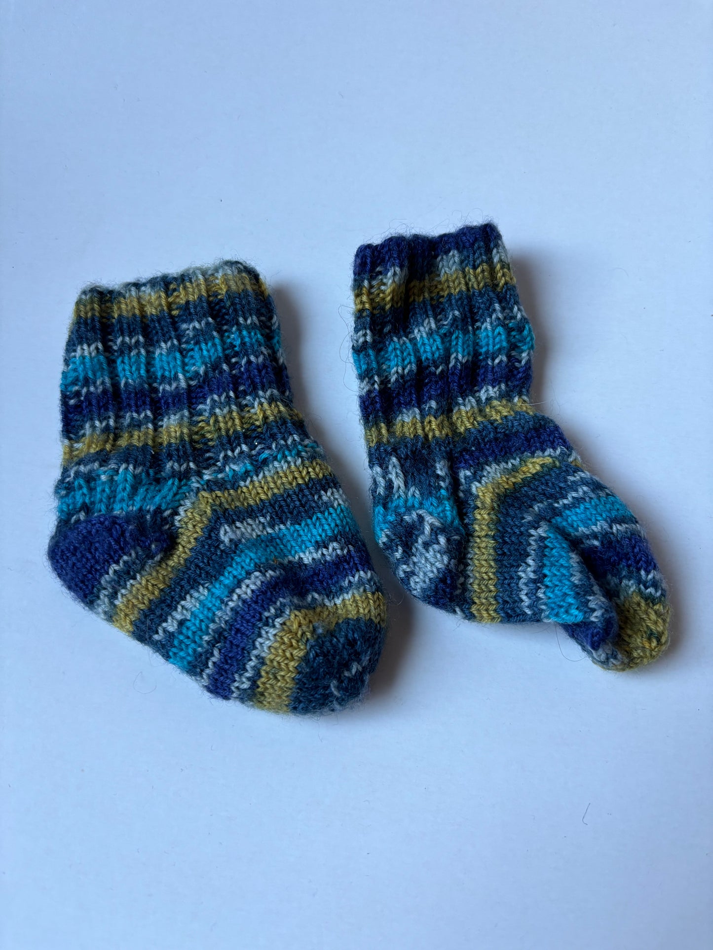 Blue Hand Knit Baby Socks