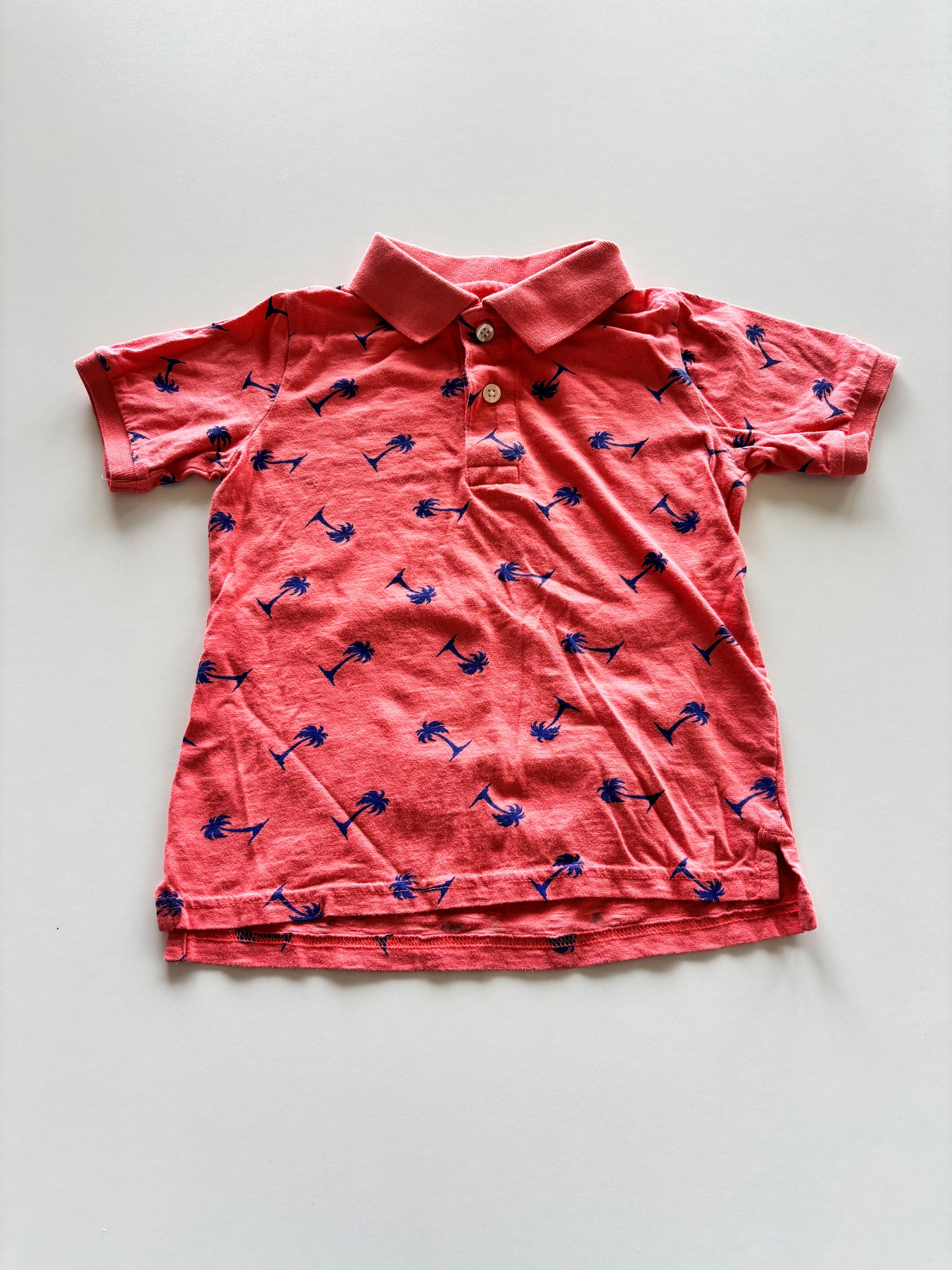 Coral Orange Palm Tree Polo Tee