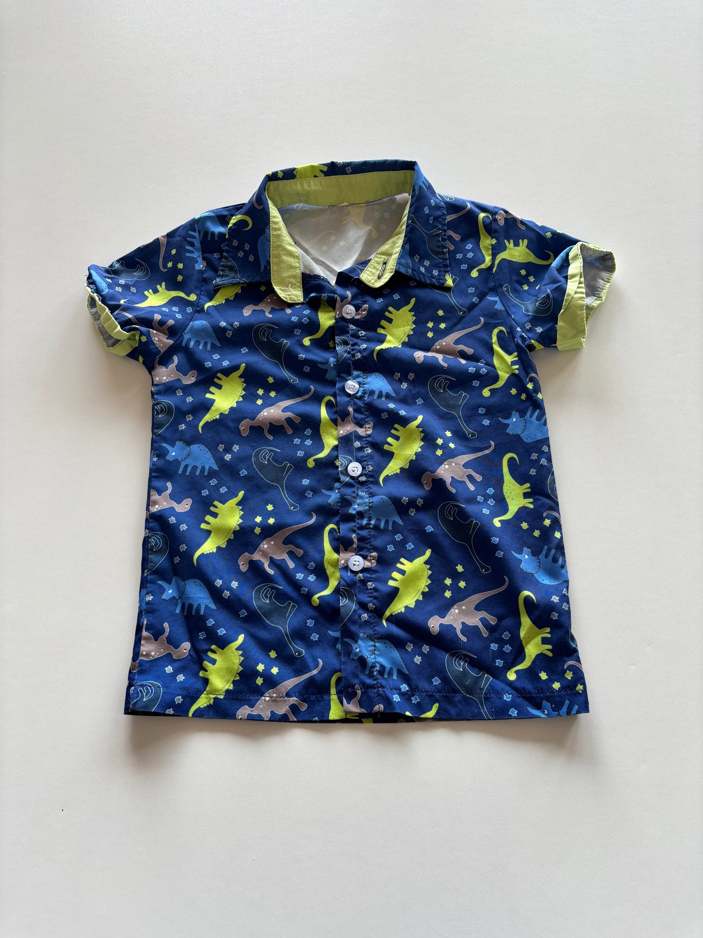 Blue & Lime Dino Button Up Shirt