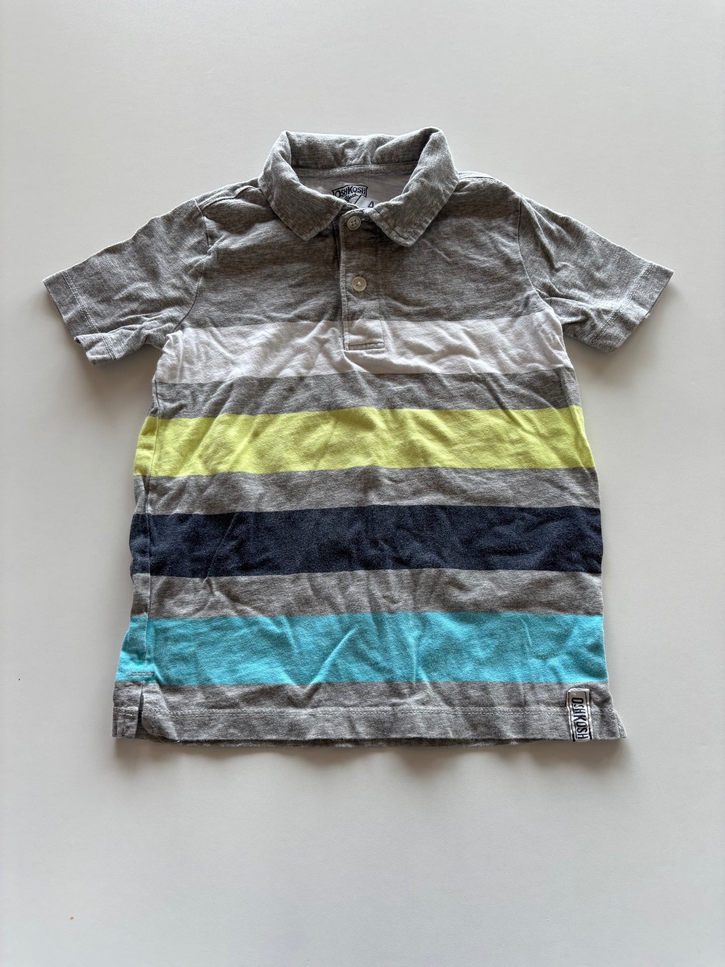 Grey & Blue Striped Polo