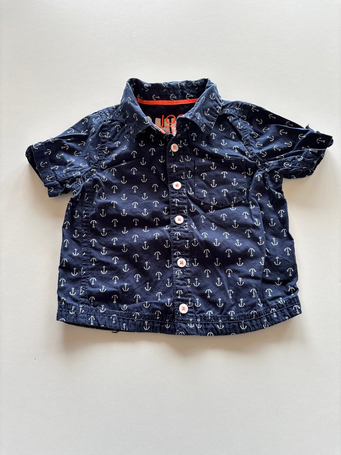 Navy Anchor Button Up Shirt
