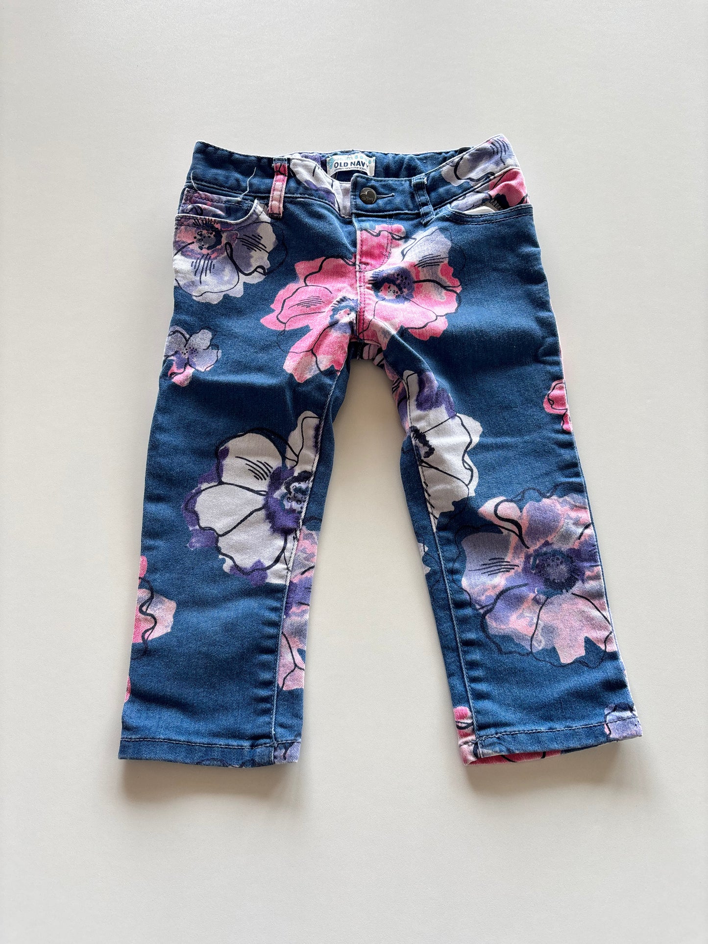 Large Floral Denim Capris