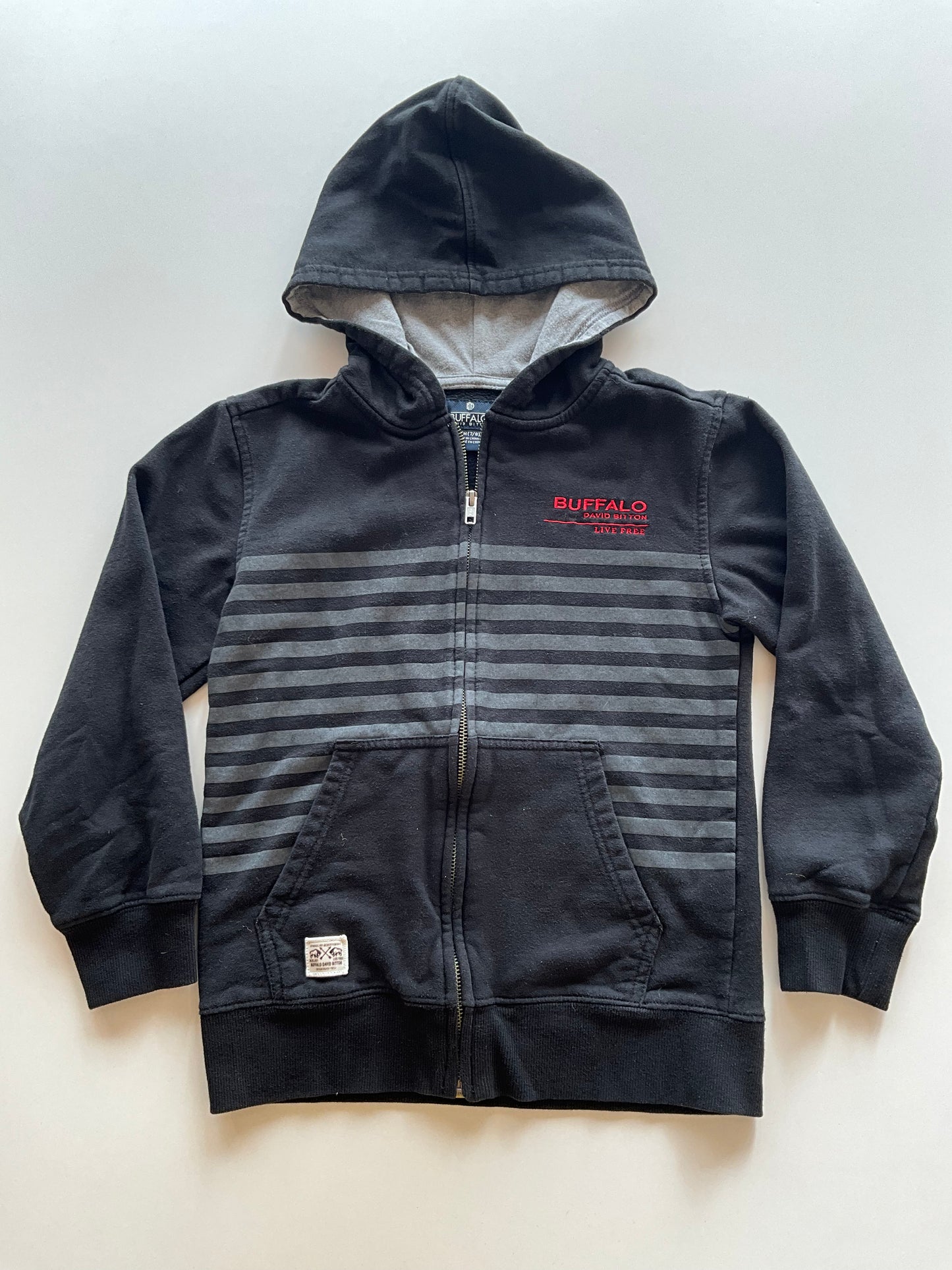 Black & Grey Striped Zip Up Hoodie