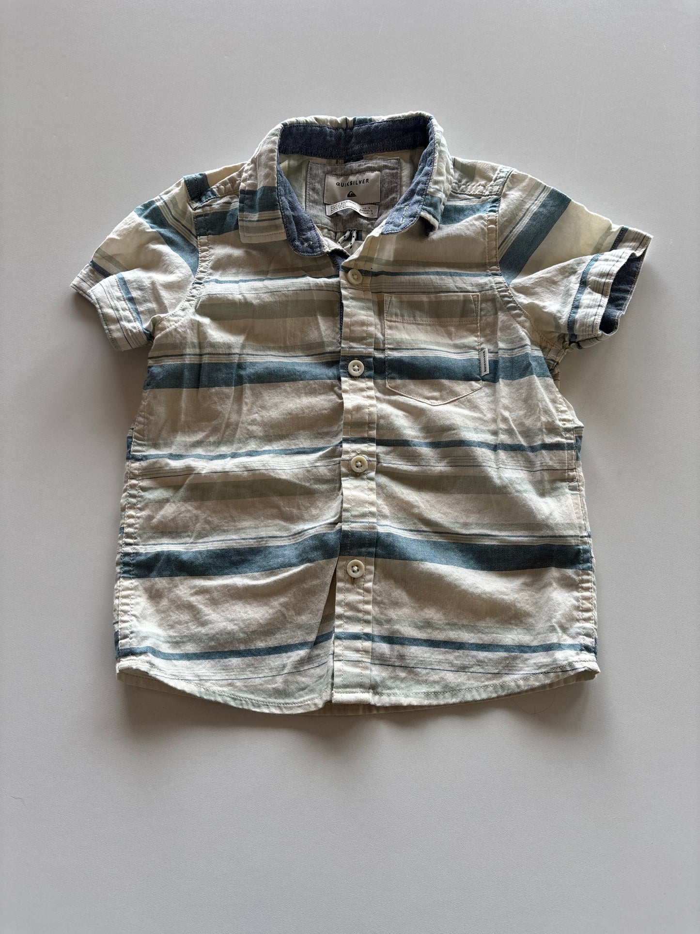 Blue & Cream Striped Button Up Shirt