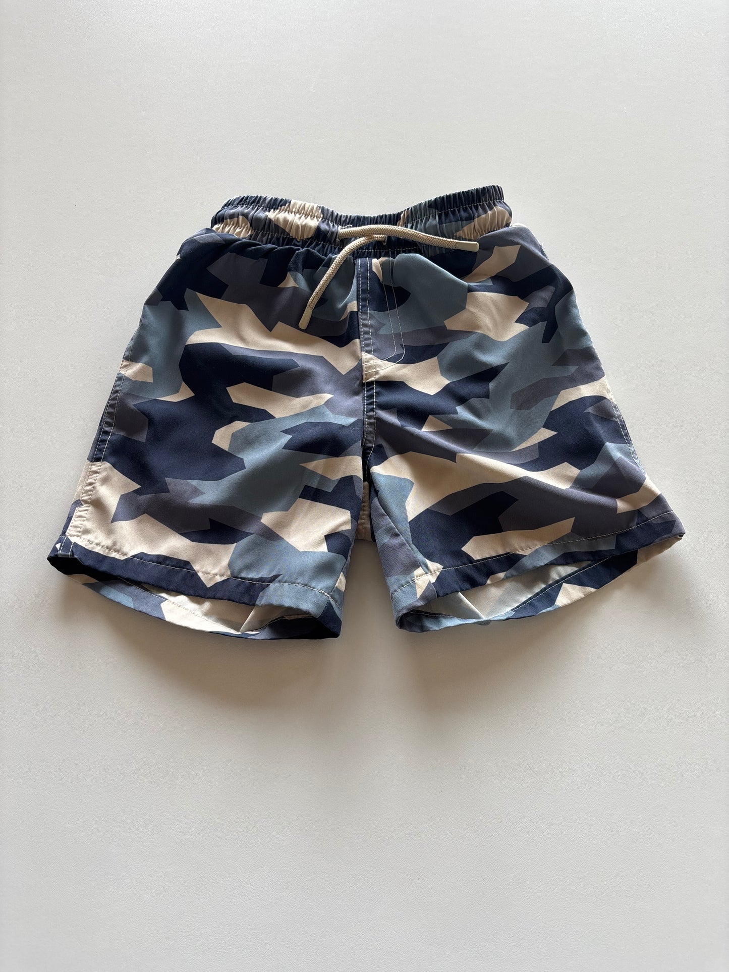 Grey & Blue Geometric Camo Swim Shorts
