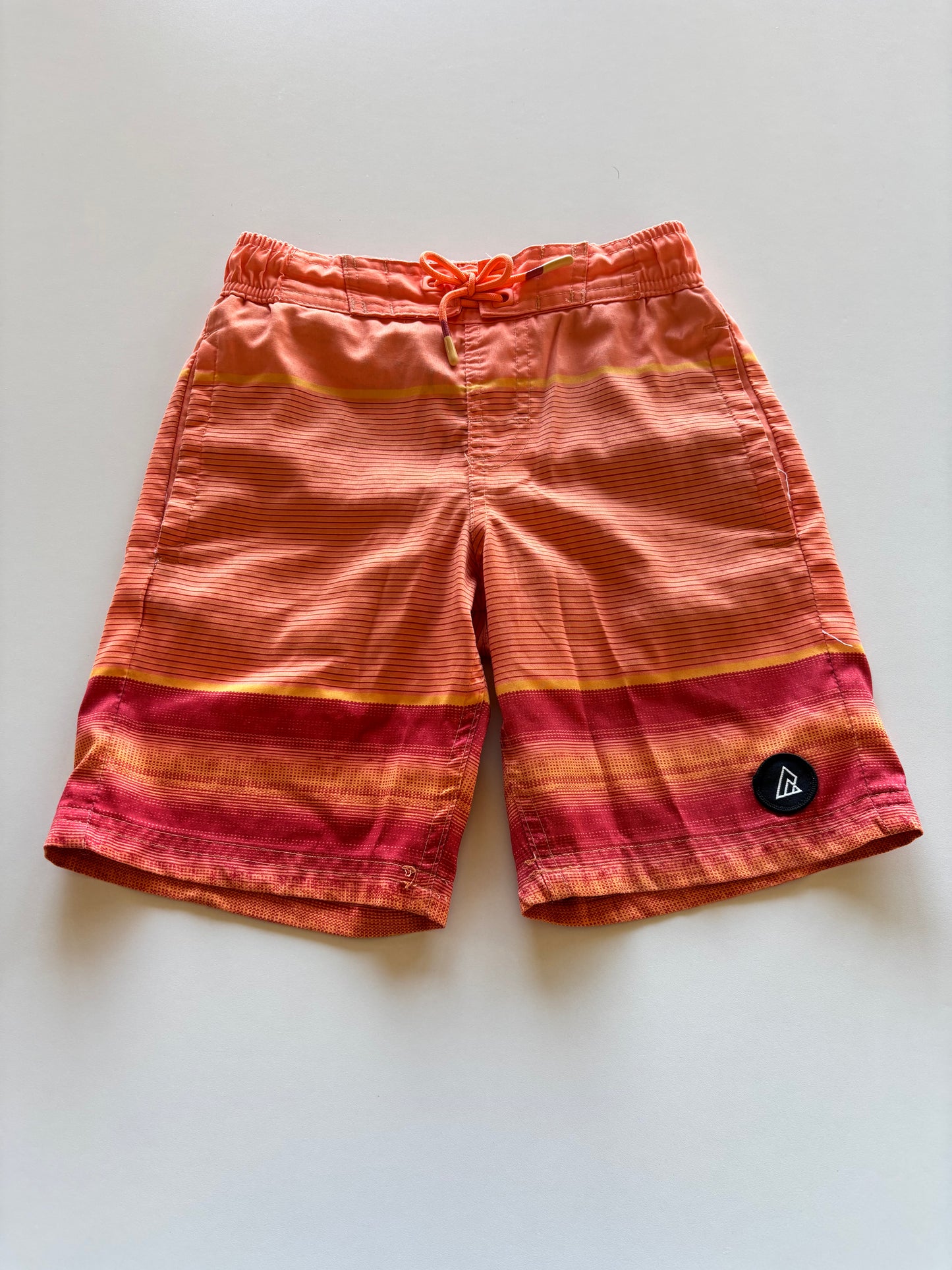 Orange & Red Striped Swim Shorts