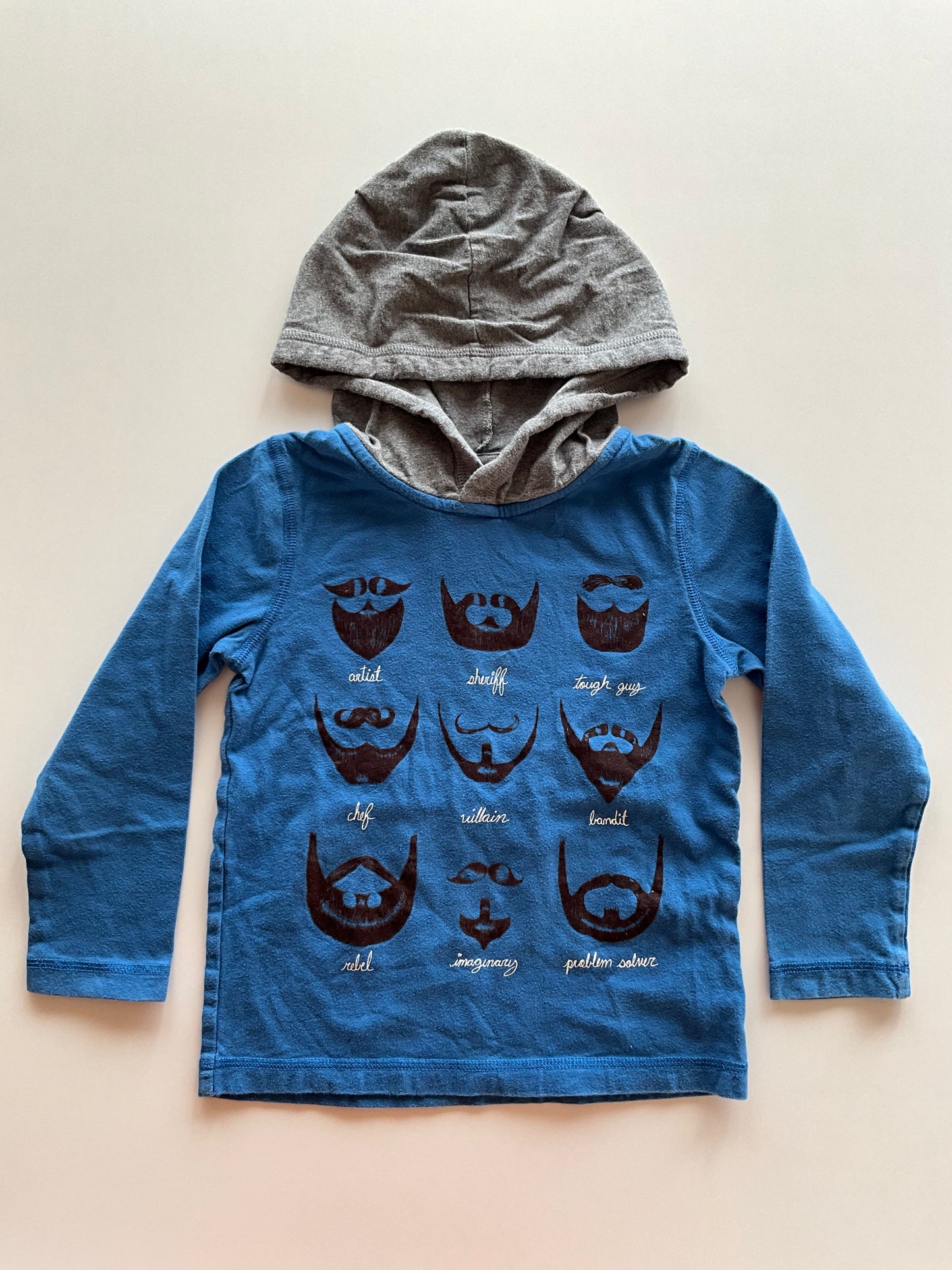 Blue Hooded Facial Hair Shirt