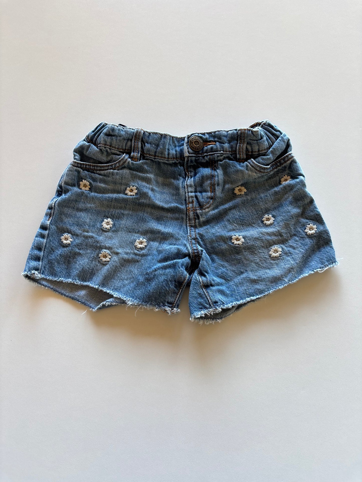 Embroidered Daisy Denim Shorts