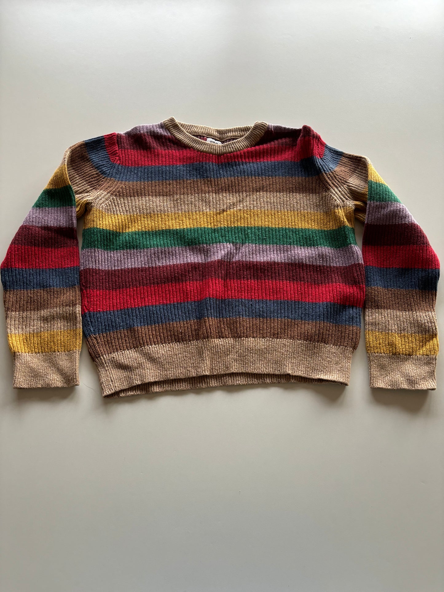 Brown Rainbow Striped Knit Sweater