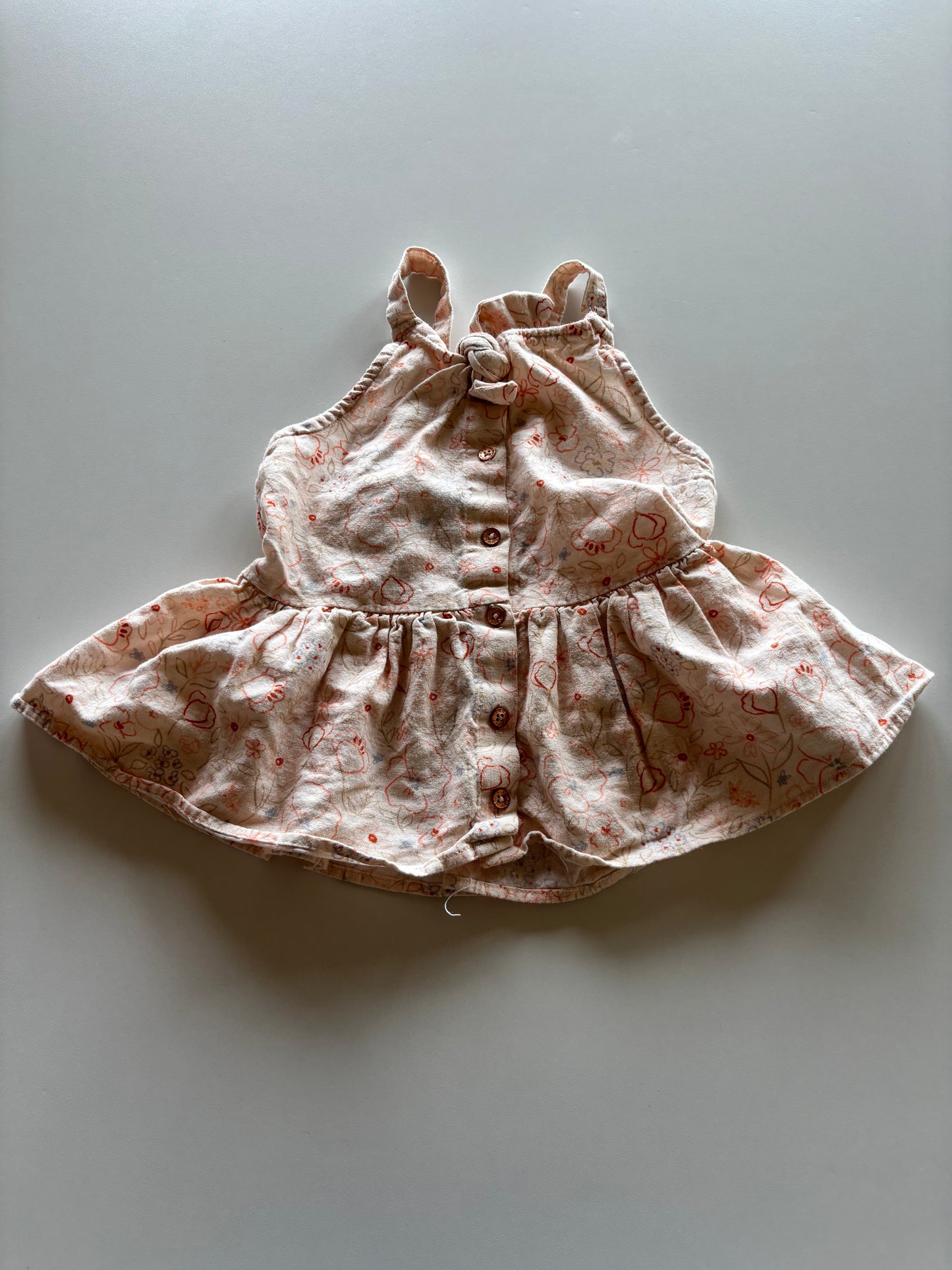 Peach Floral Button Up Peplum Tank