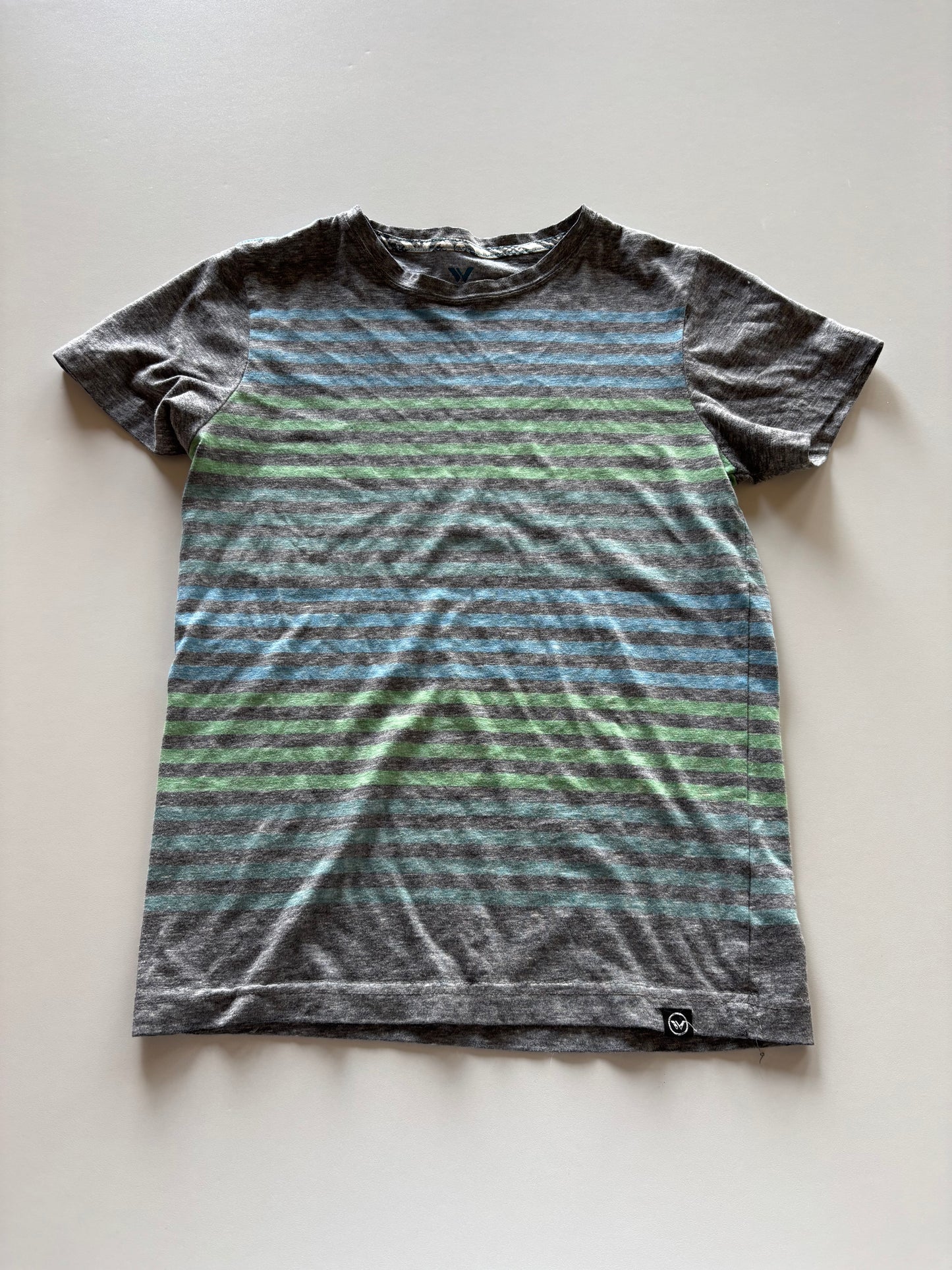 Grey & Blue & Green Striped Tee