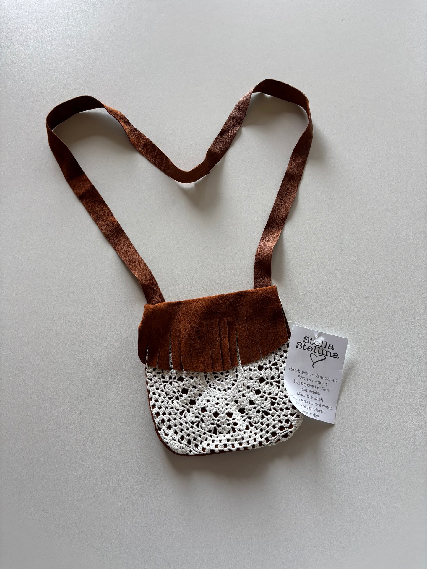 BNWT Crochet & Leather Tassel Purse