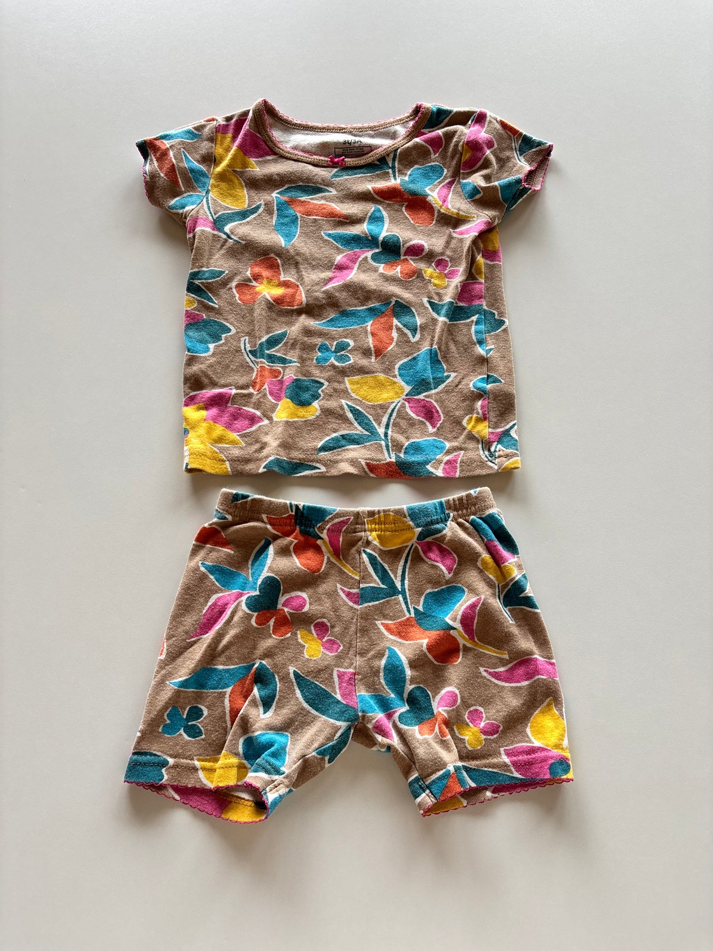 2pc Brown Floral Pajamas