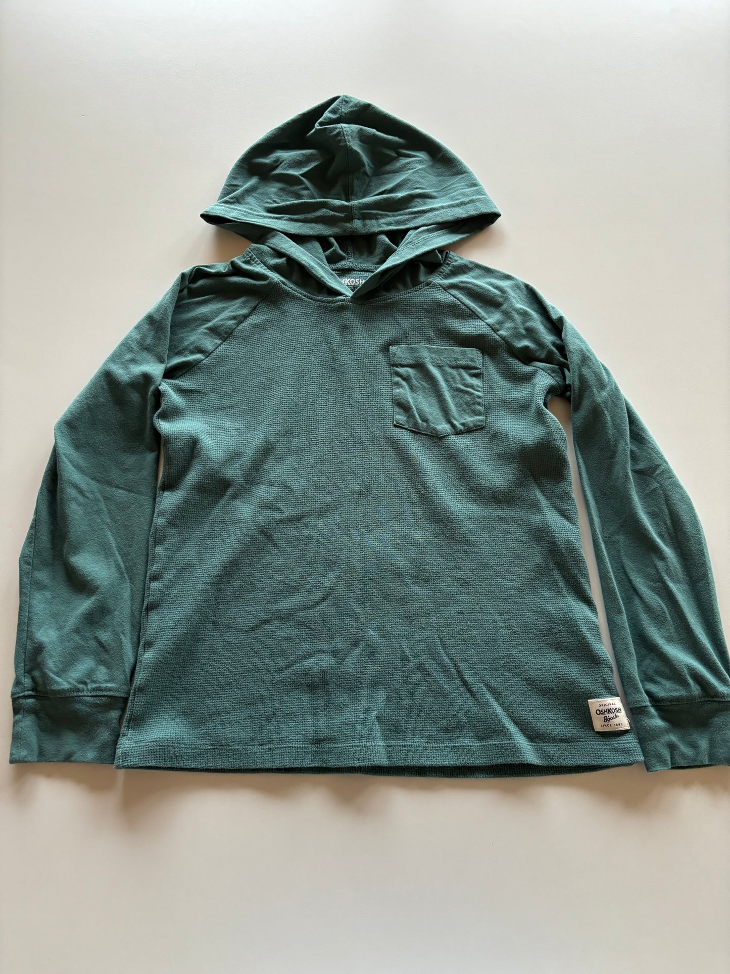 Green Waffle Hooded Shirt