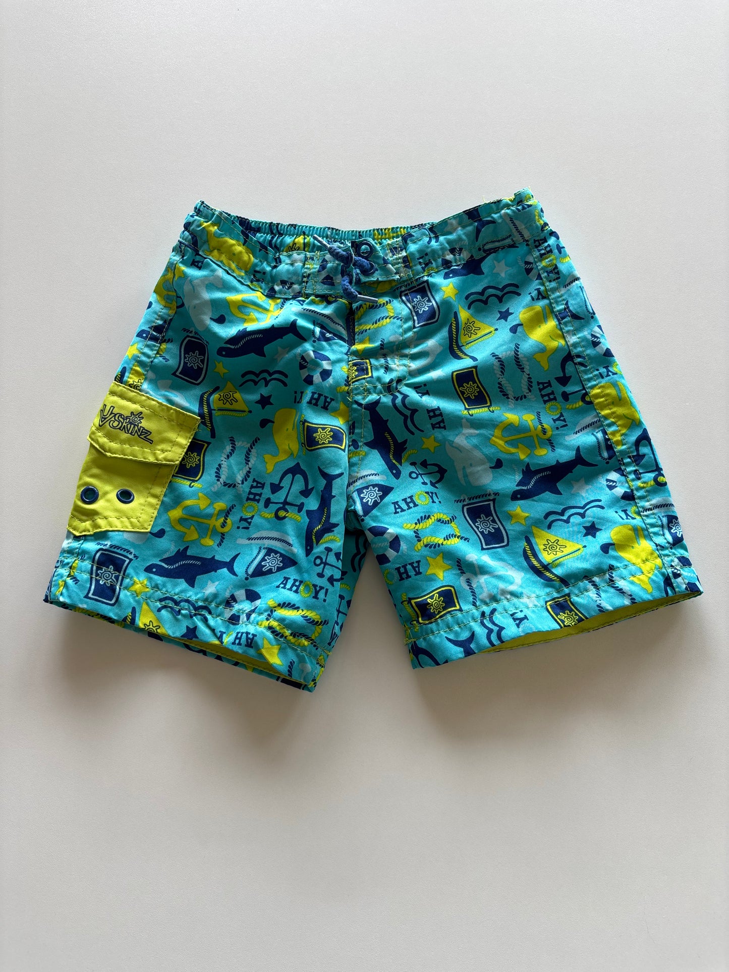 Blue & Lime Ocean Life Swim Shorts