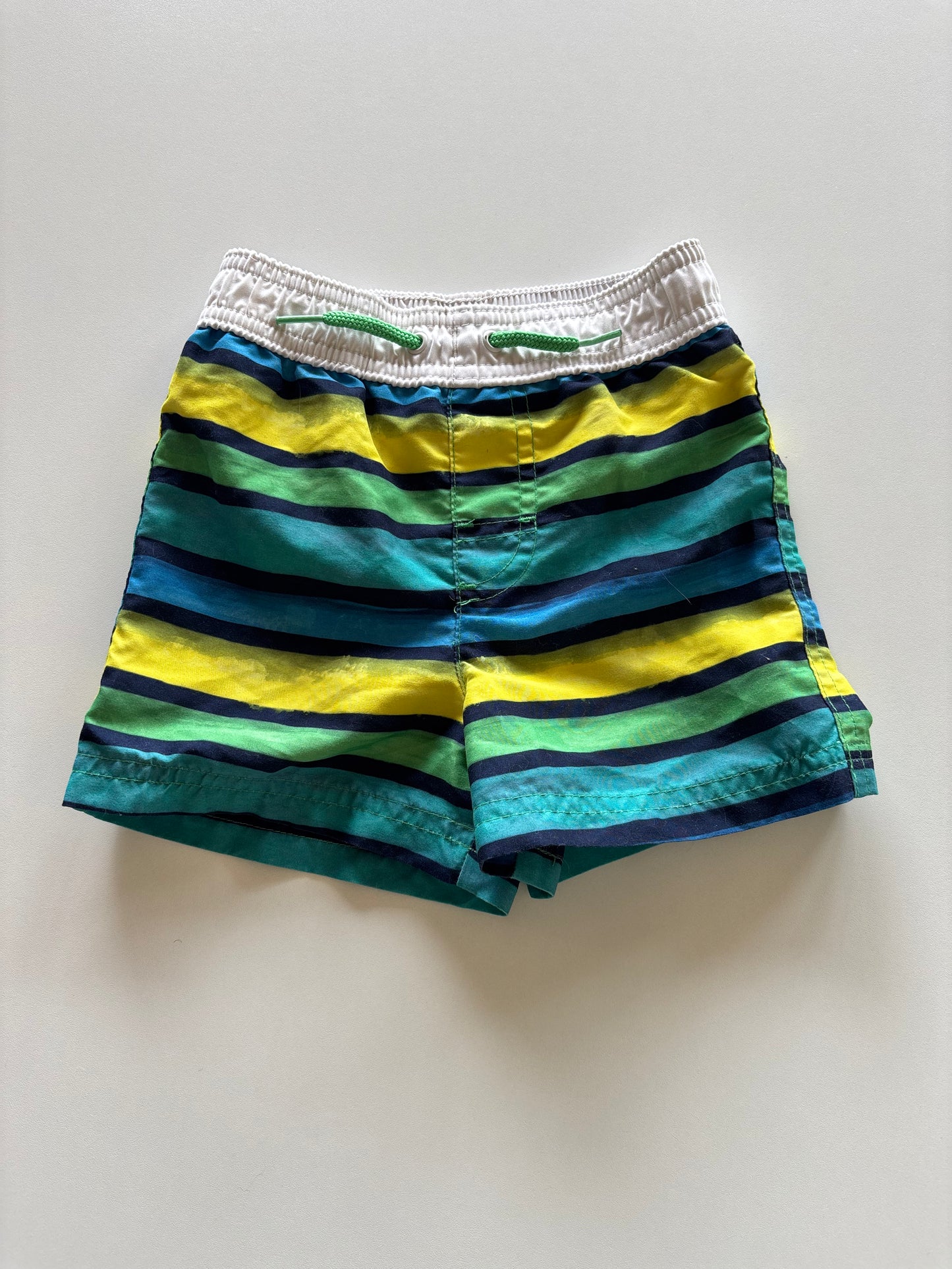Yellow & Blue Striped Swim Shorts