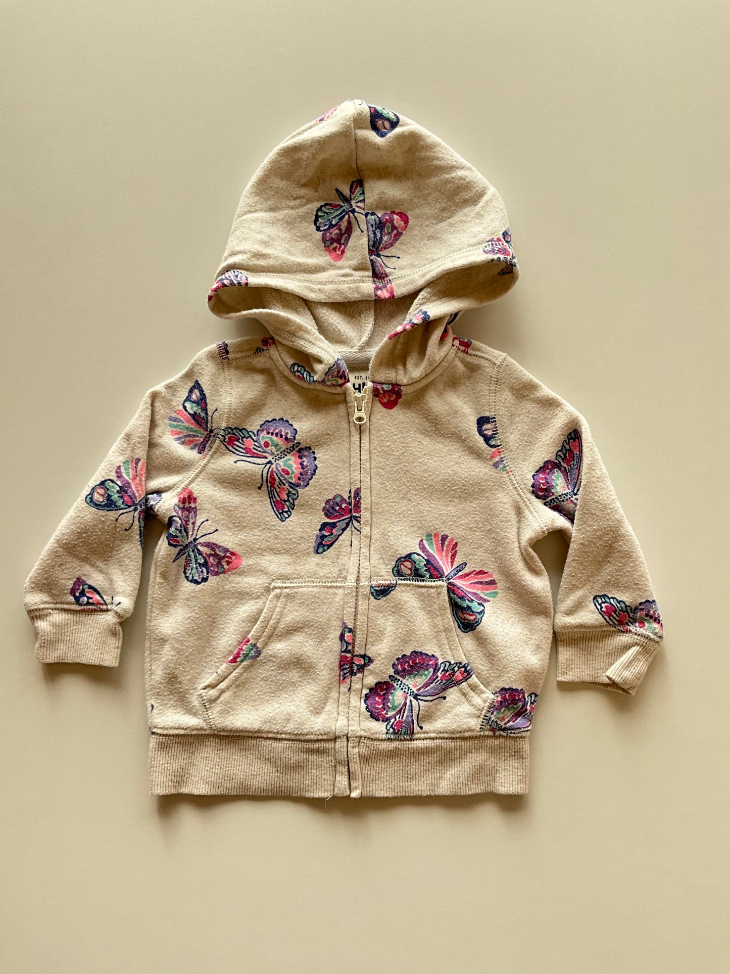 Beige Melange Butterfly Hoodie