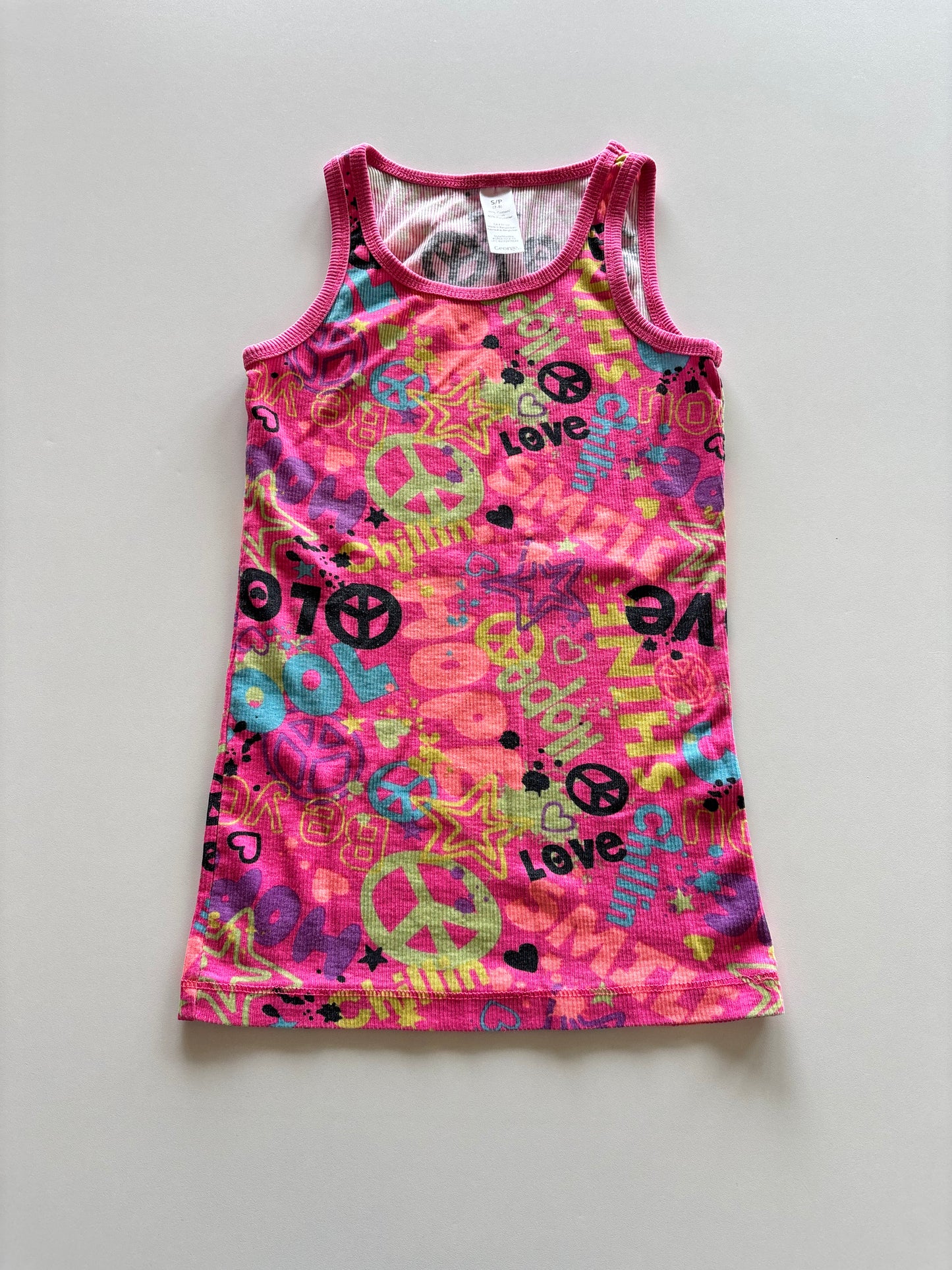 Ribbed Pink Graffiti Tank