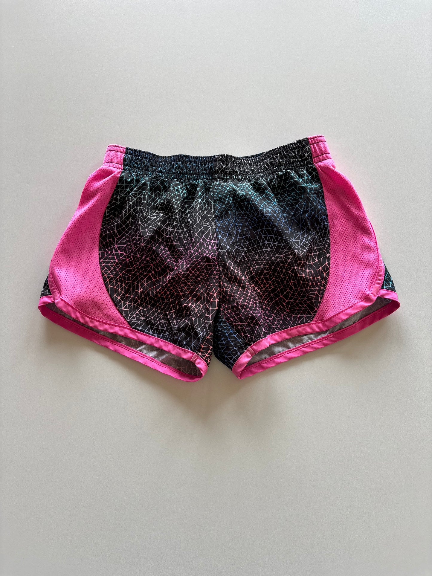 Black & Pink Patterned Athletic Shorts