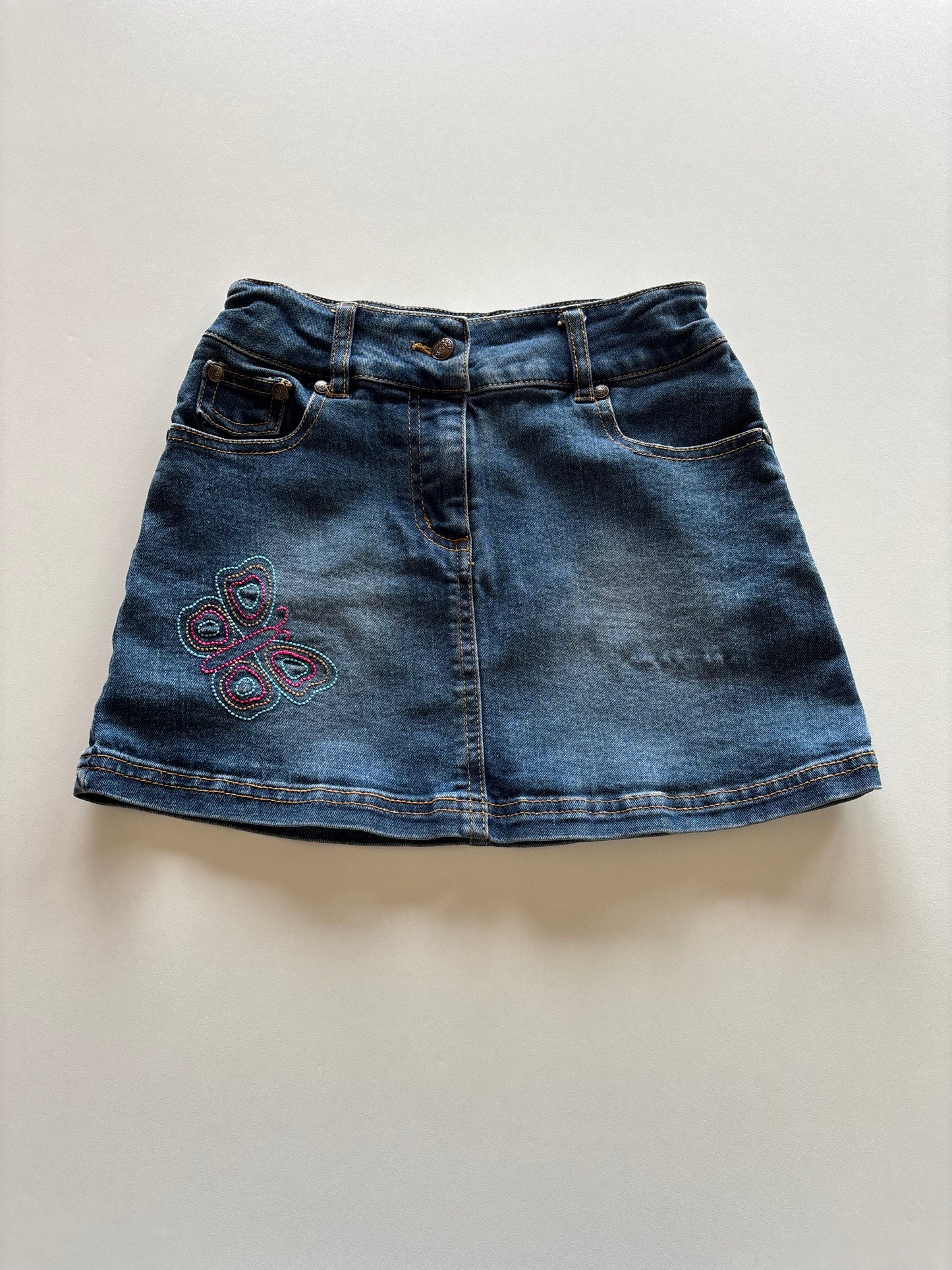 Embroidered Butterfly Denim Skirt