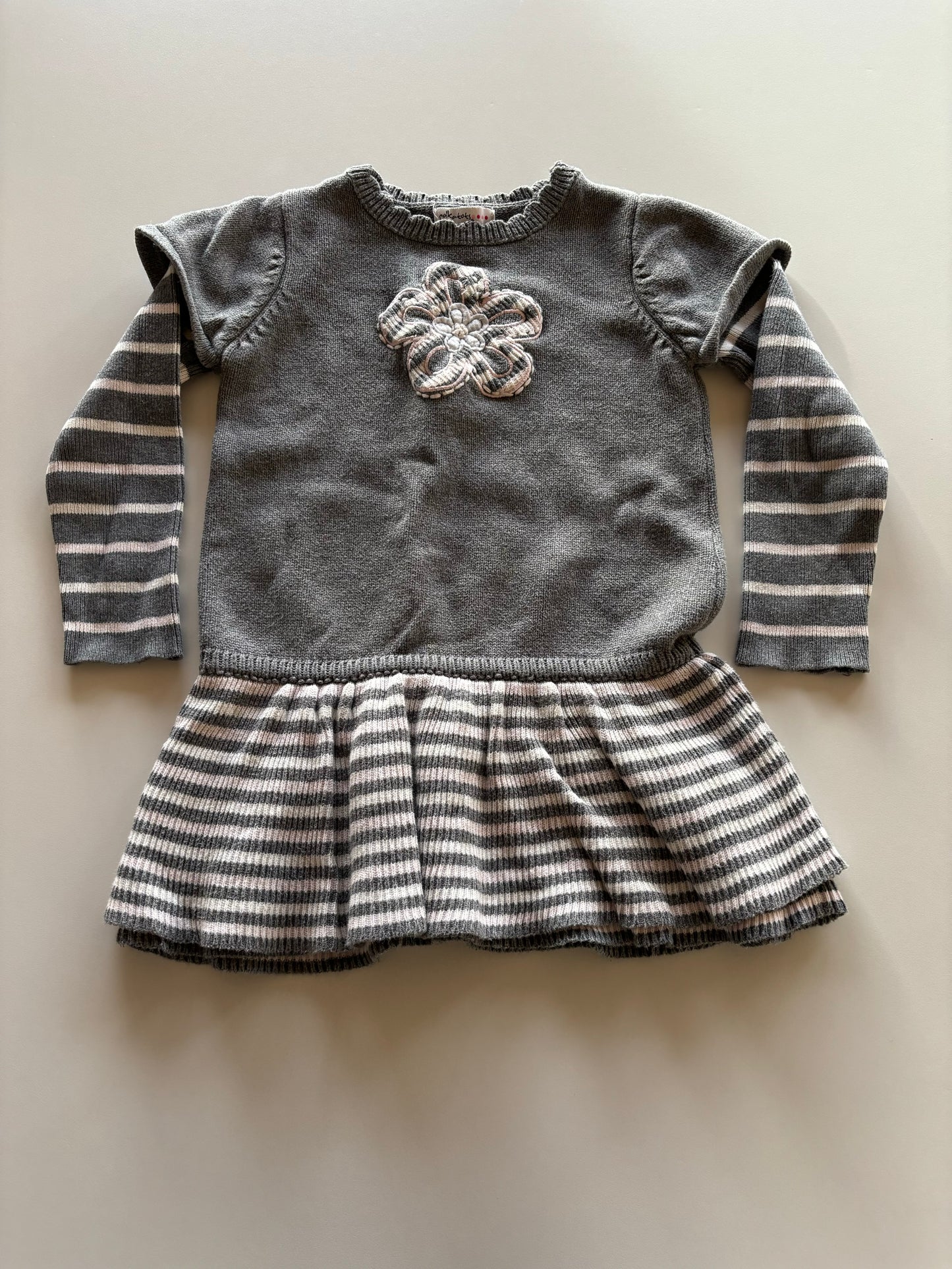 Grey & Pink Striped Knit Tunic