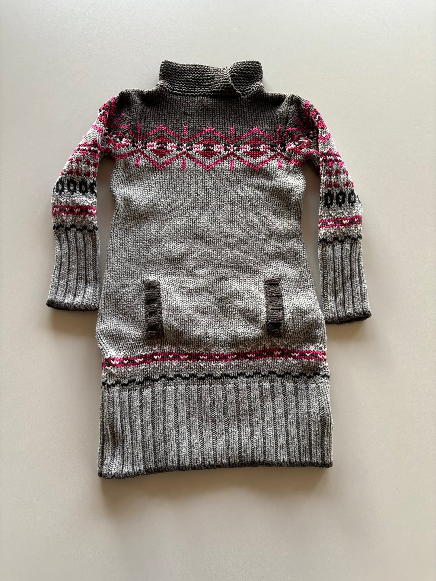 Grey Knit Fairisle Dress