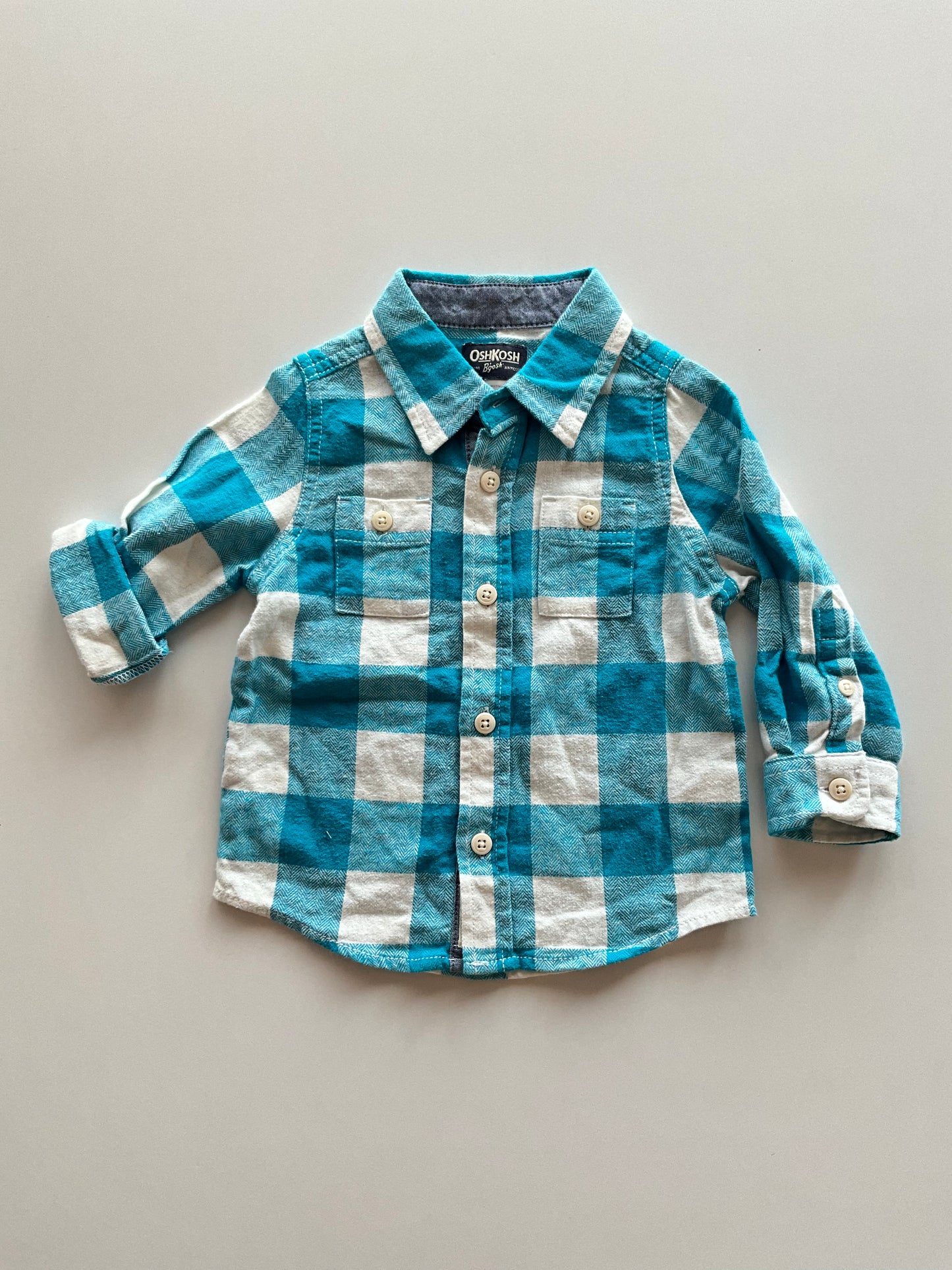 Blue & White Flannel Plaid Shirt