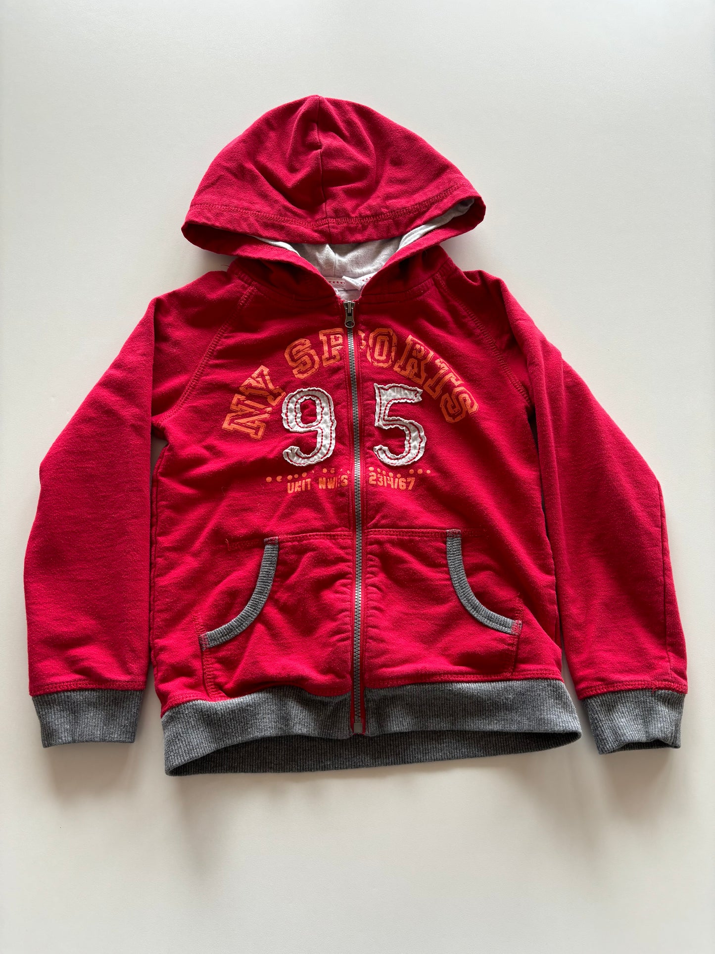 Red & Grey Sports Zip Up Hoodie