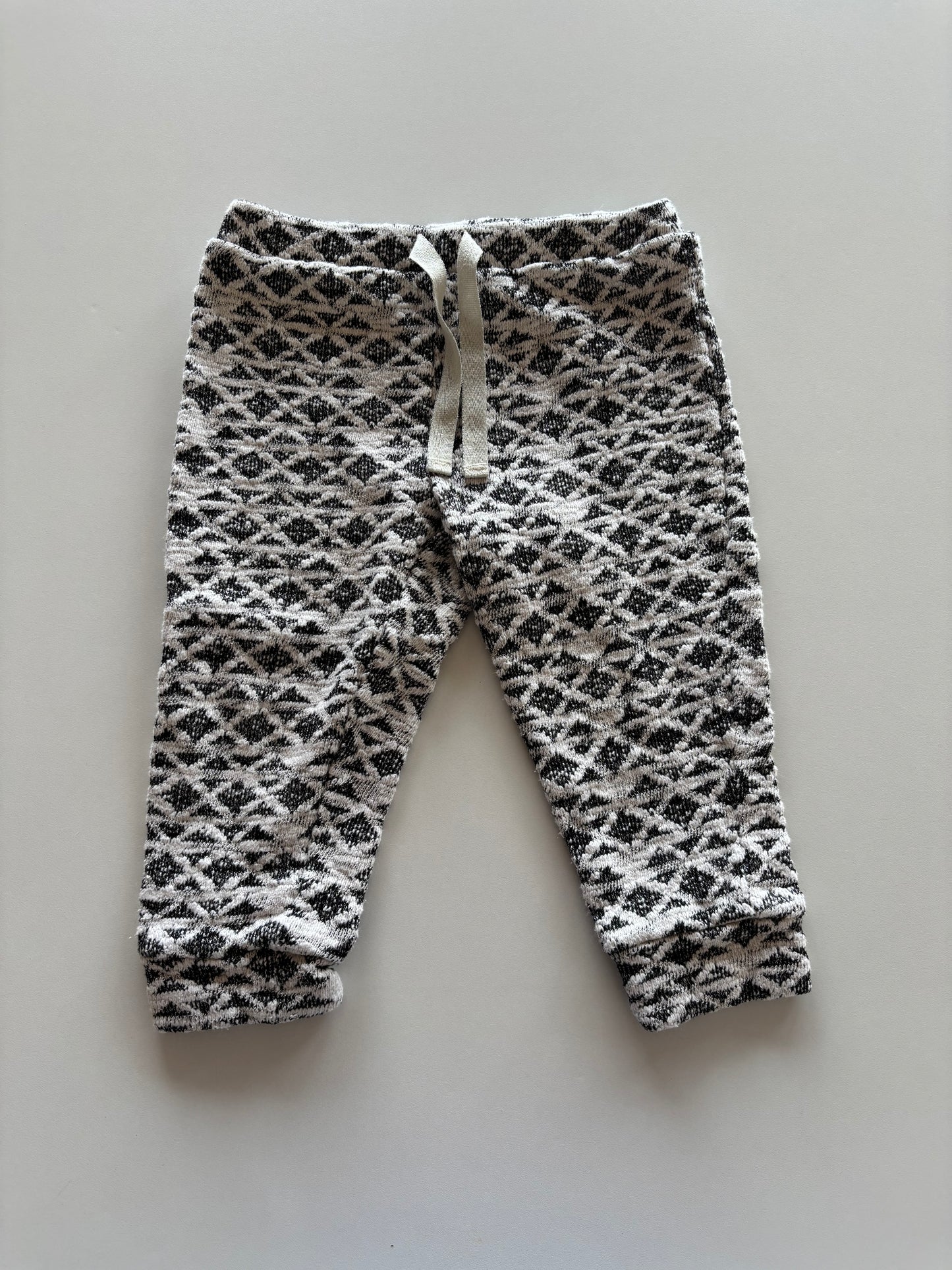 White, Black, & Silver Patterned Joggers
