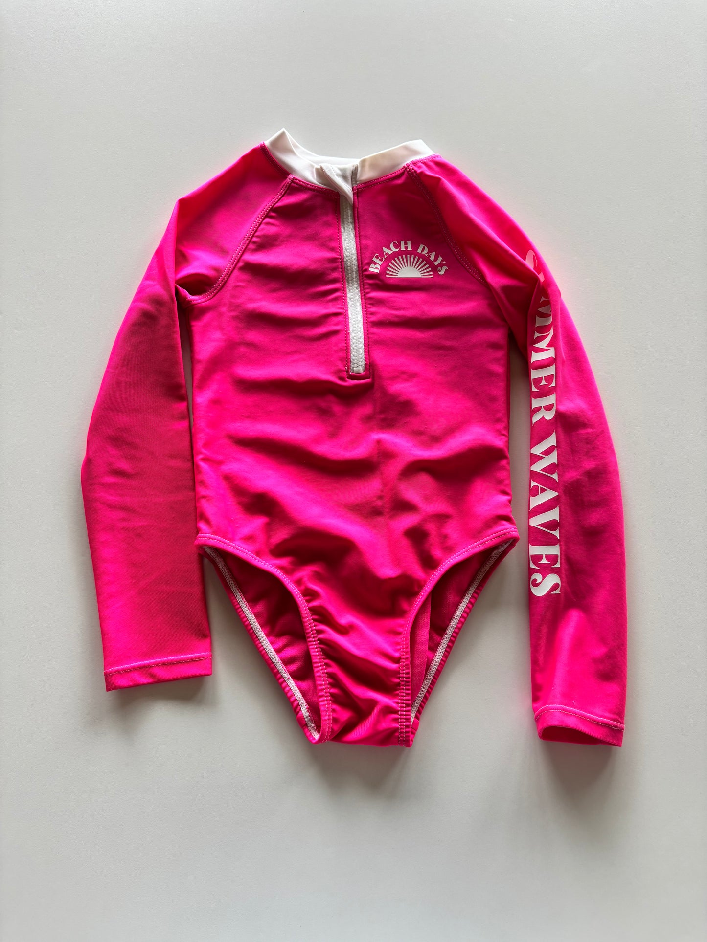 Pink Long Sleeve Swimsuit