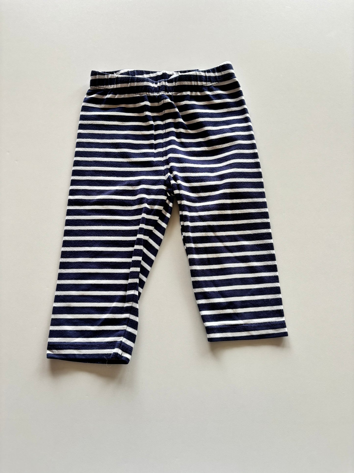 Navy & WhIte Striped Capri Leggings