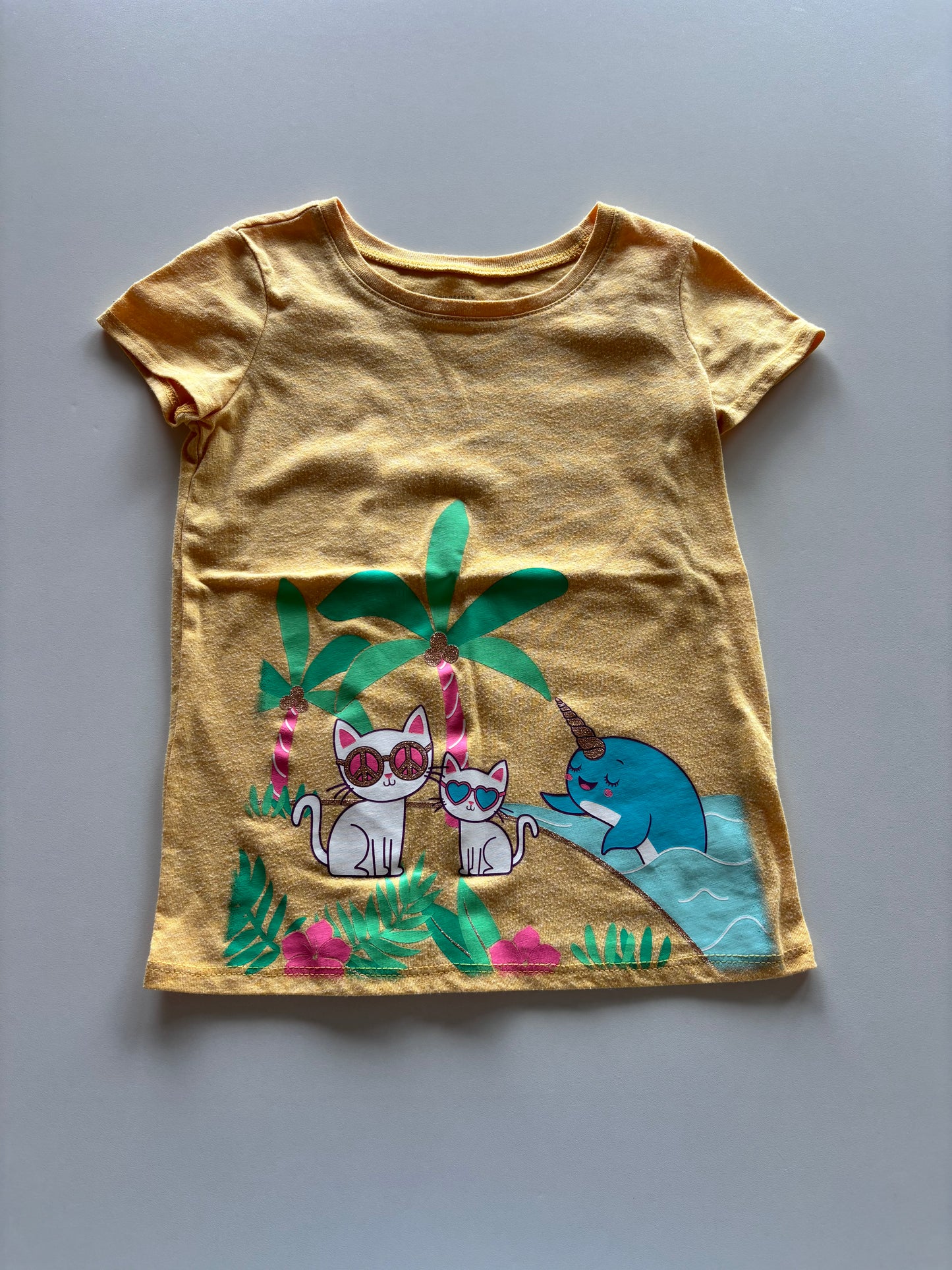 Yellow Cats & Narwhal Tee