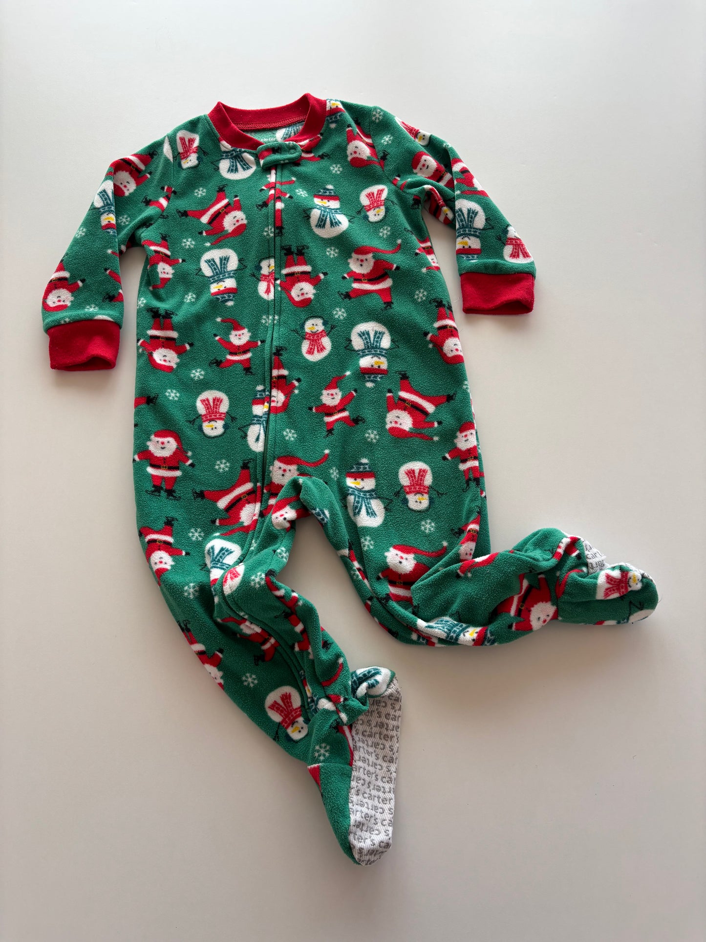 Green Fleece Santa & Snowmen Sleeper