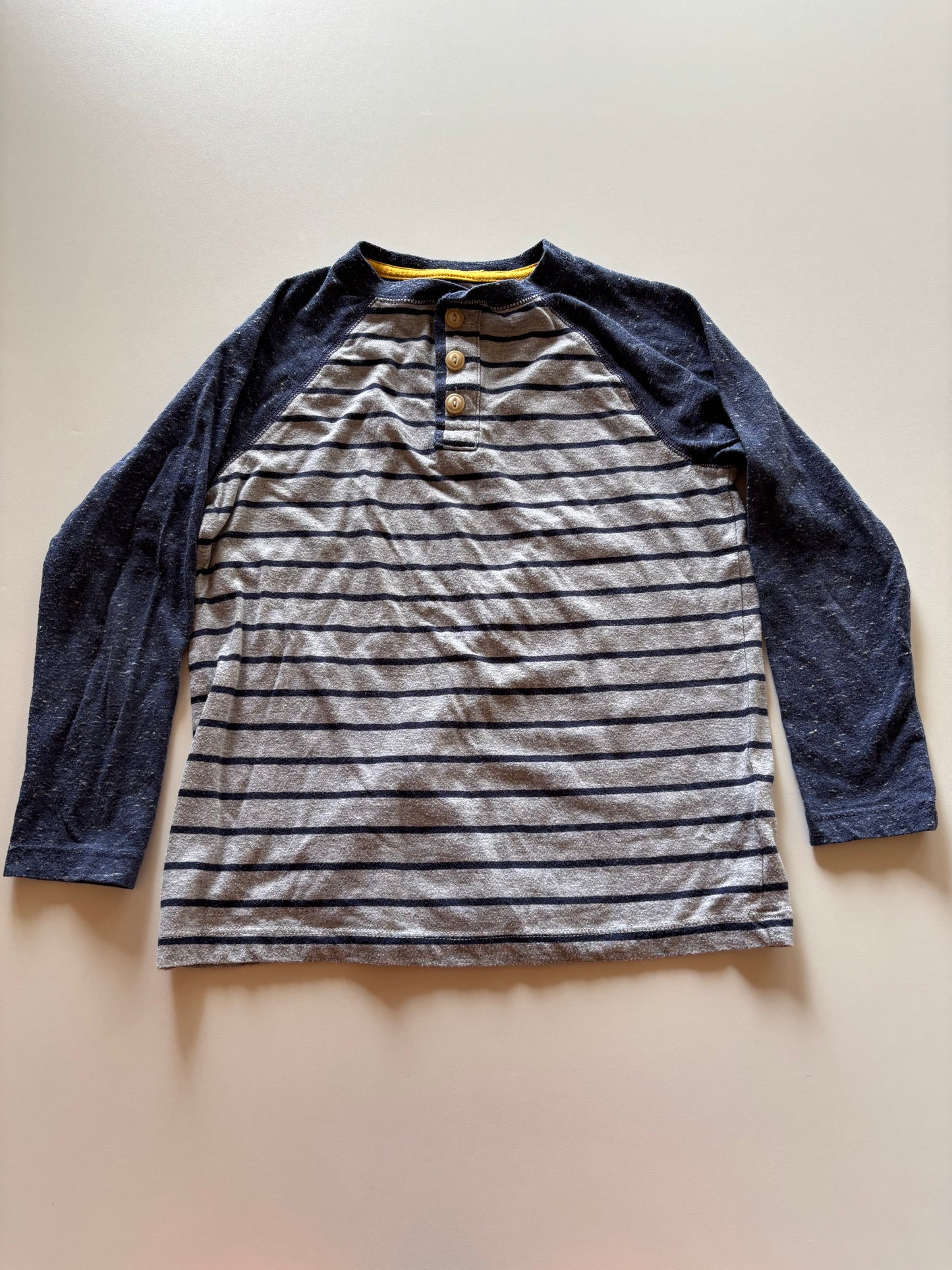 Grey & Navy Striped Henley Shirt
