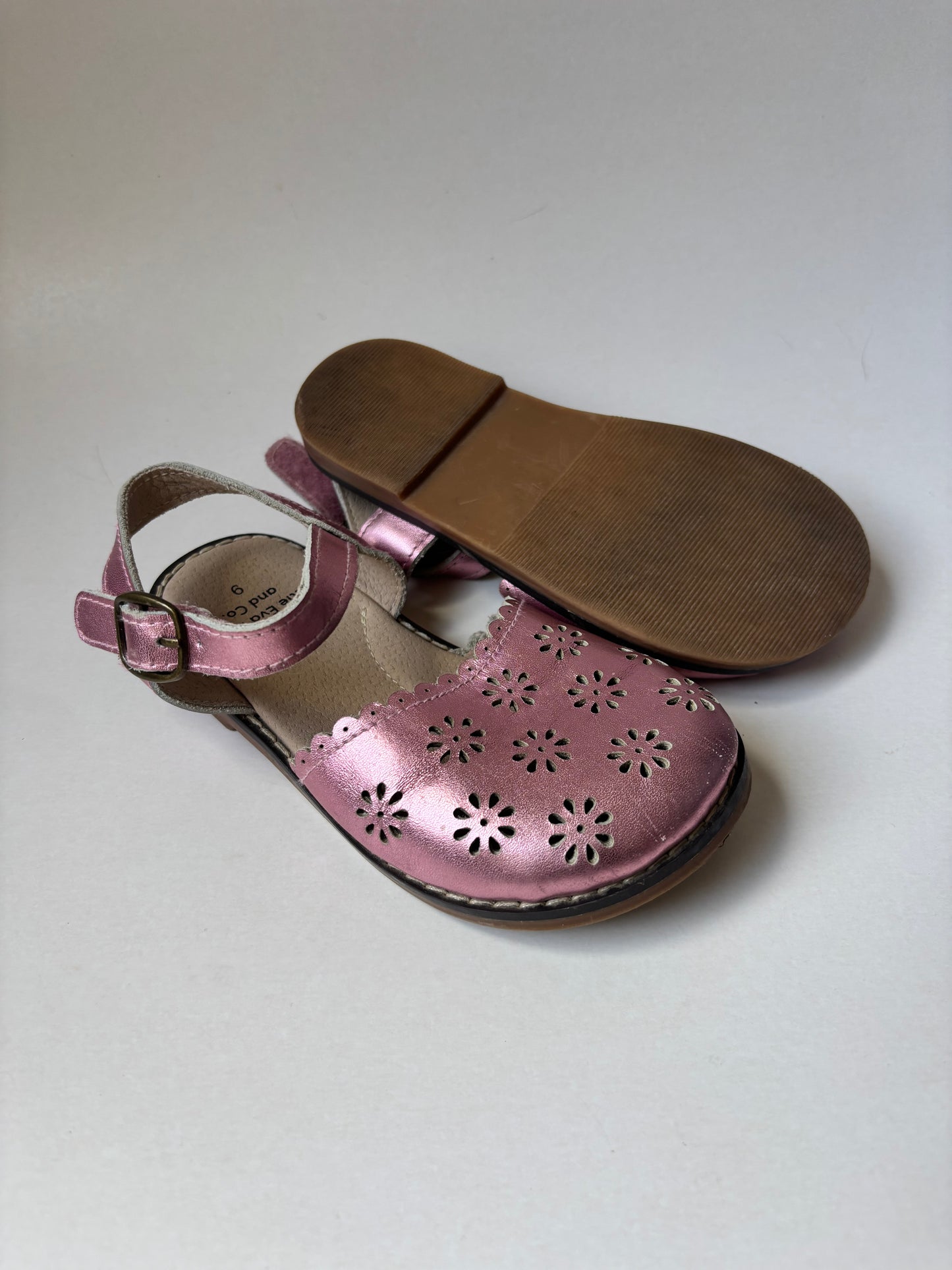 Pink Leather Cut Out Sandals