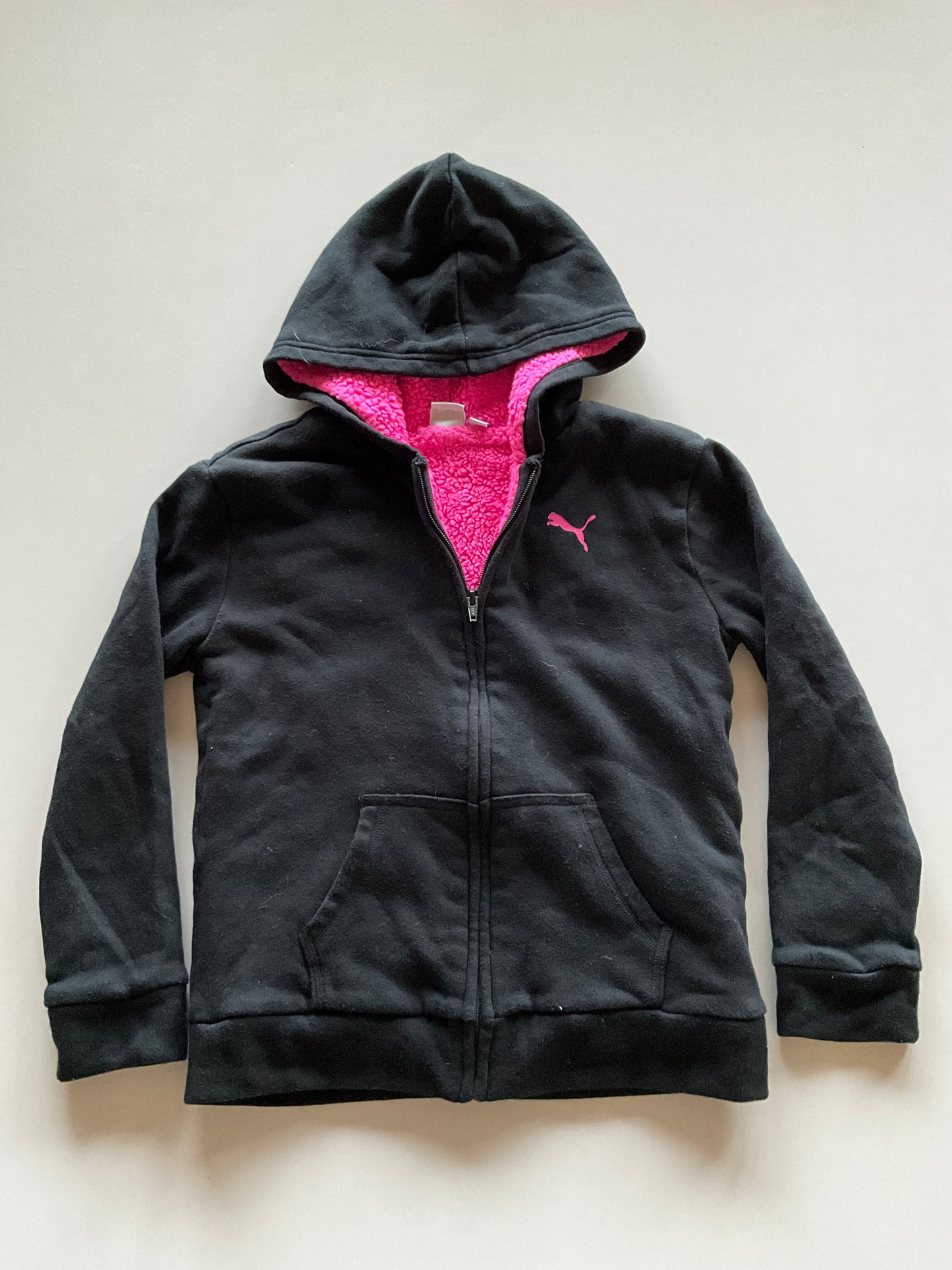 Black & Pink Sherpa Zip Up Hoodie