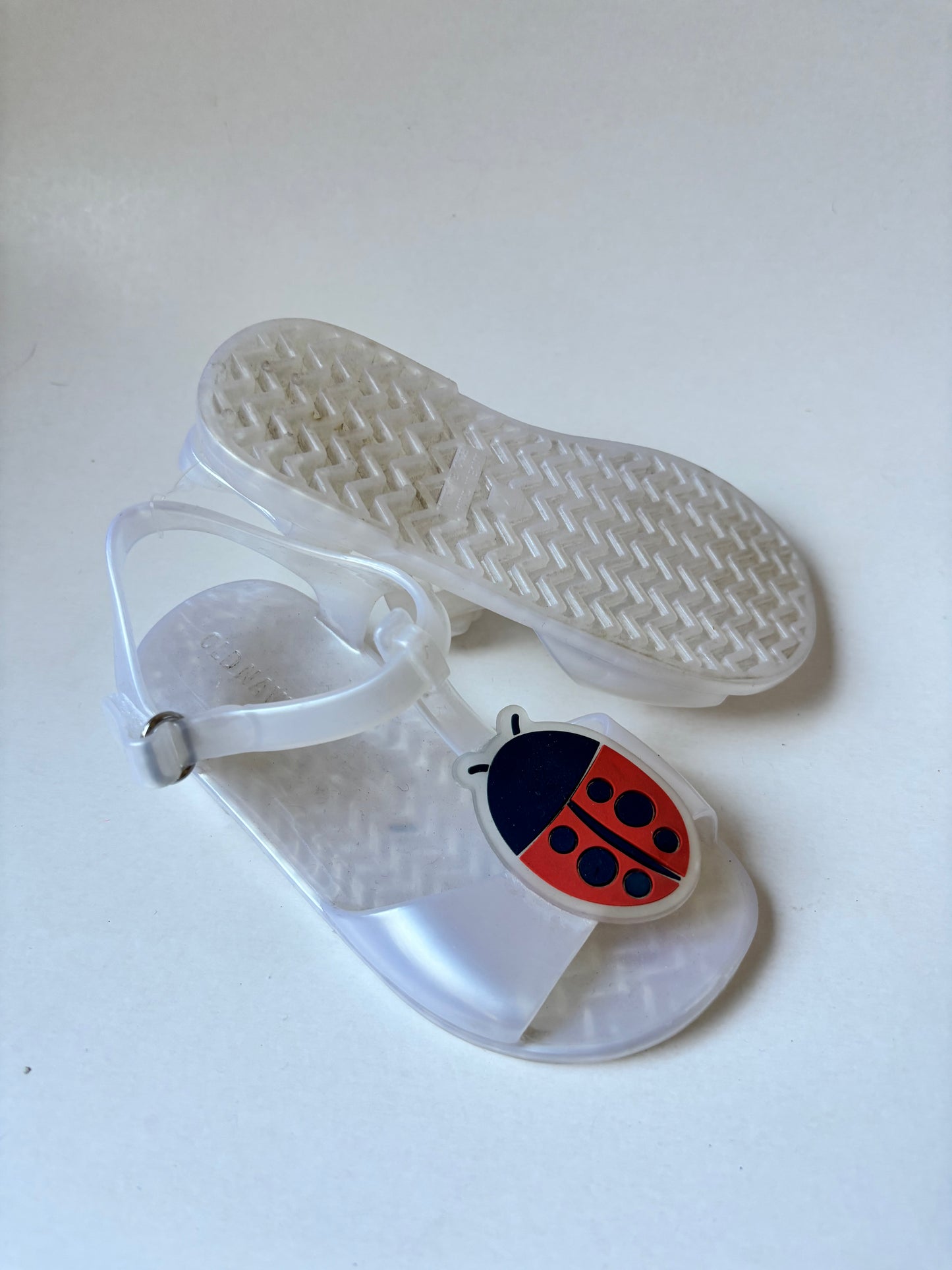 White Pearl Ladybug Sandals
