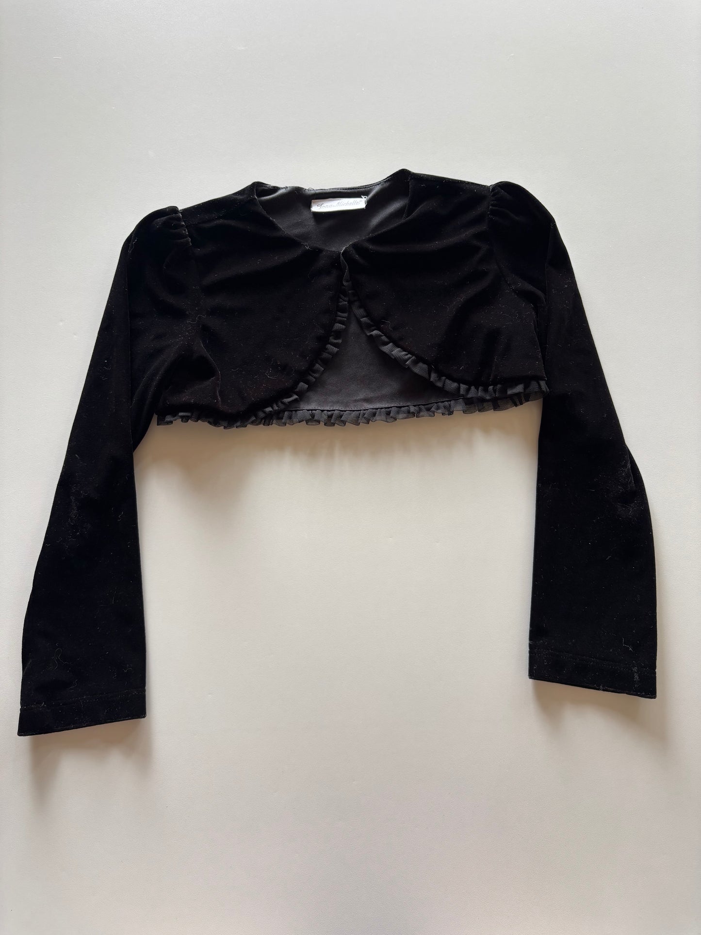 Black Velour Cropped Cardi