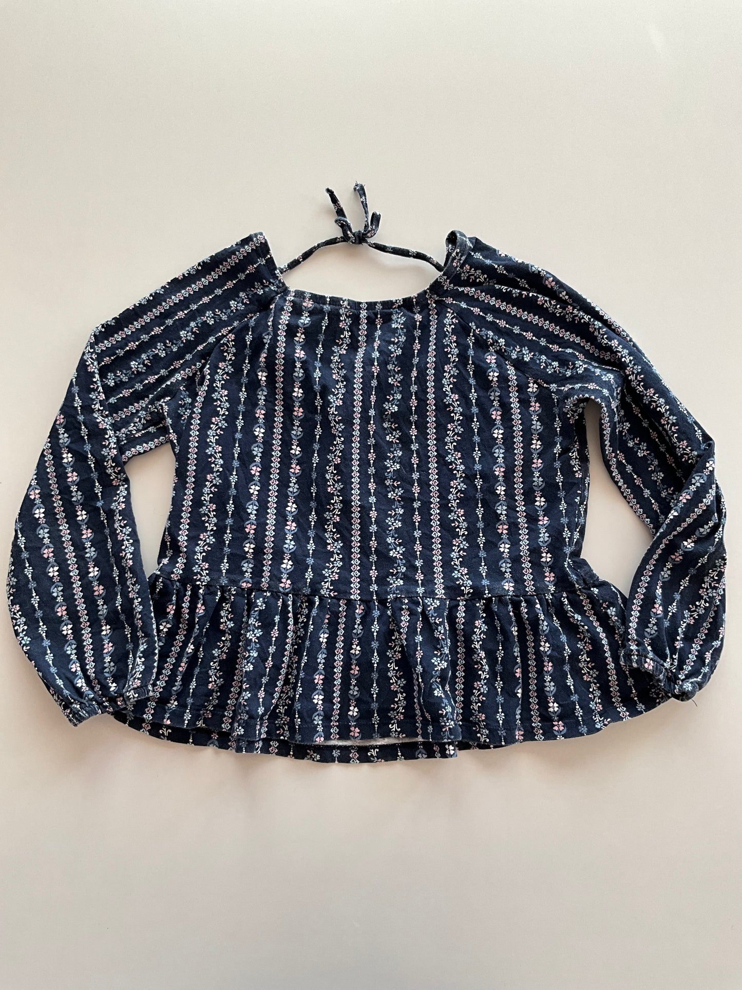 Navy Floral Peasant Blouse