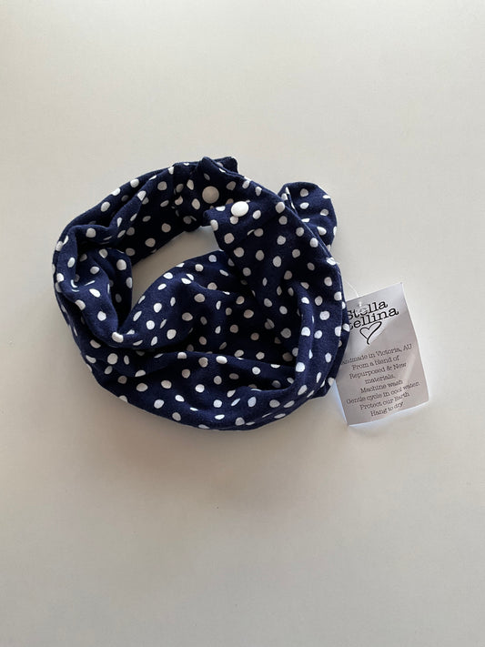 BNWT Navy Polka Dot Faux Infinity Scarf
