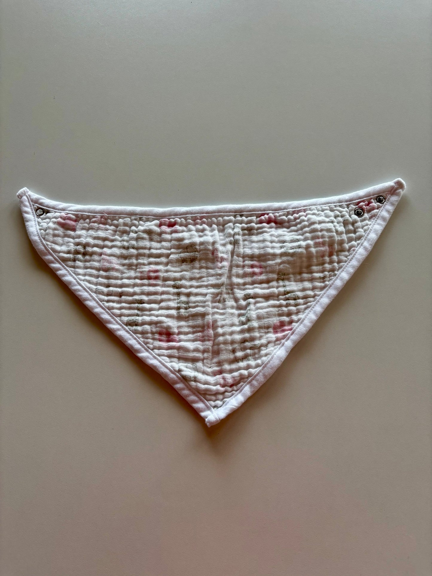 Grey & Pink Animal Muslin Bandana/Drool Bib