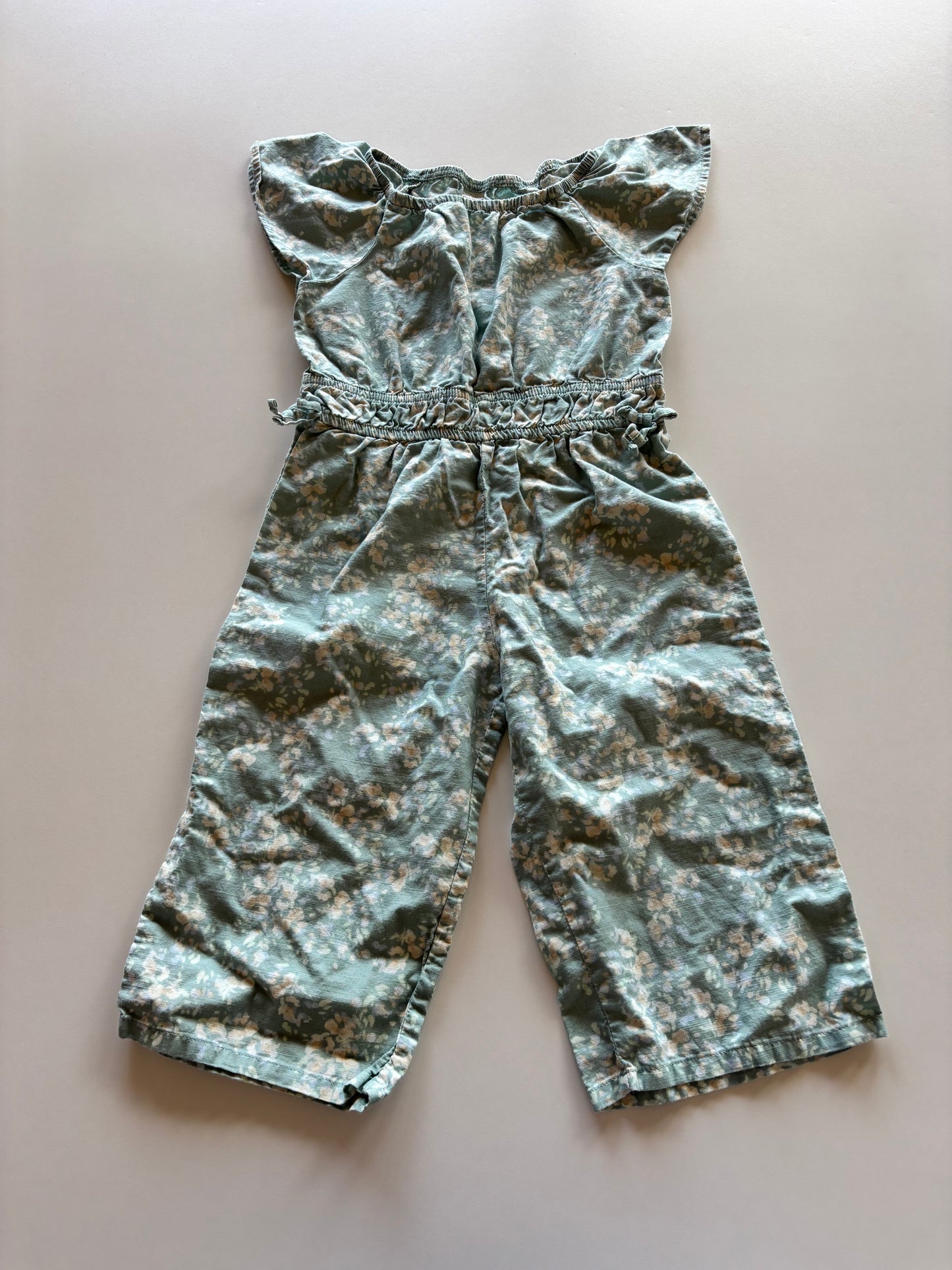 NWOT Green Floral Cotton Romper