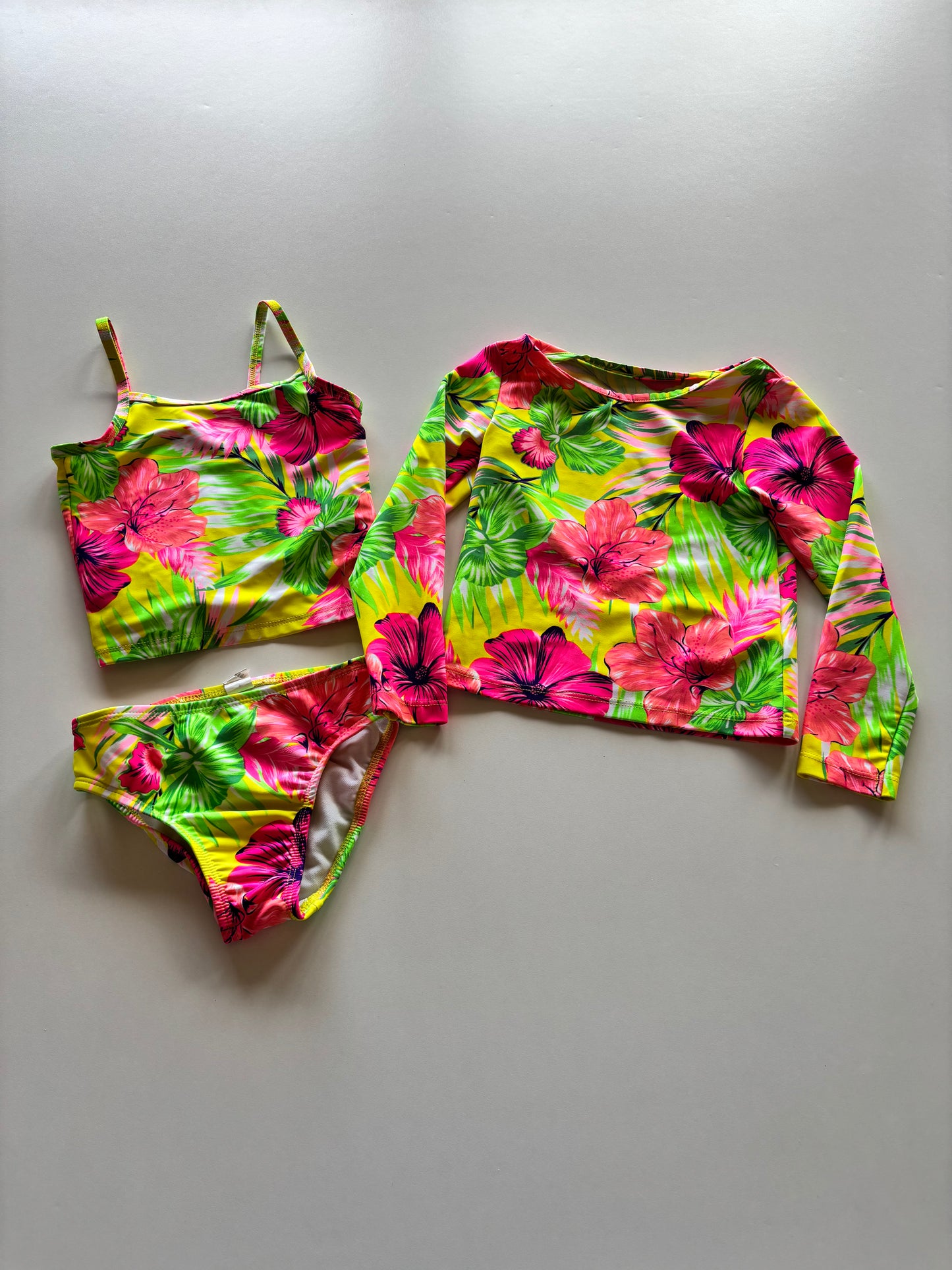 3pc Yellow Tropical Floral Swim Set