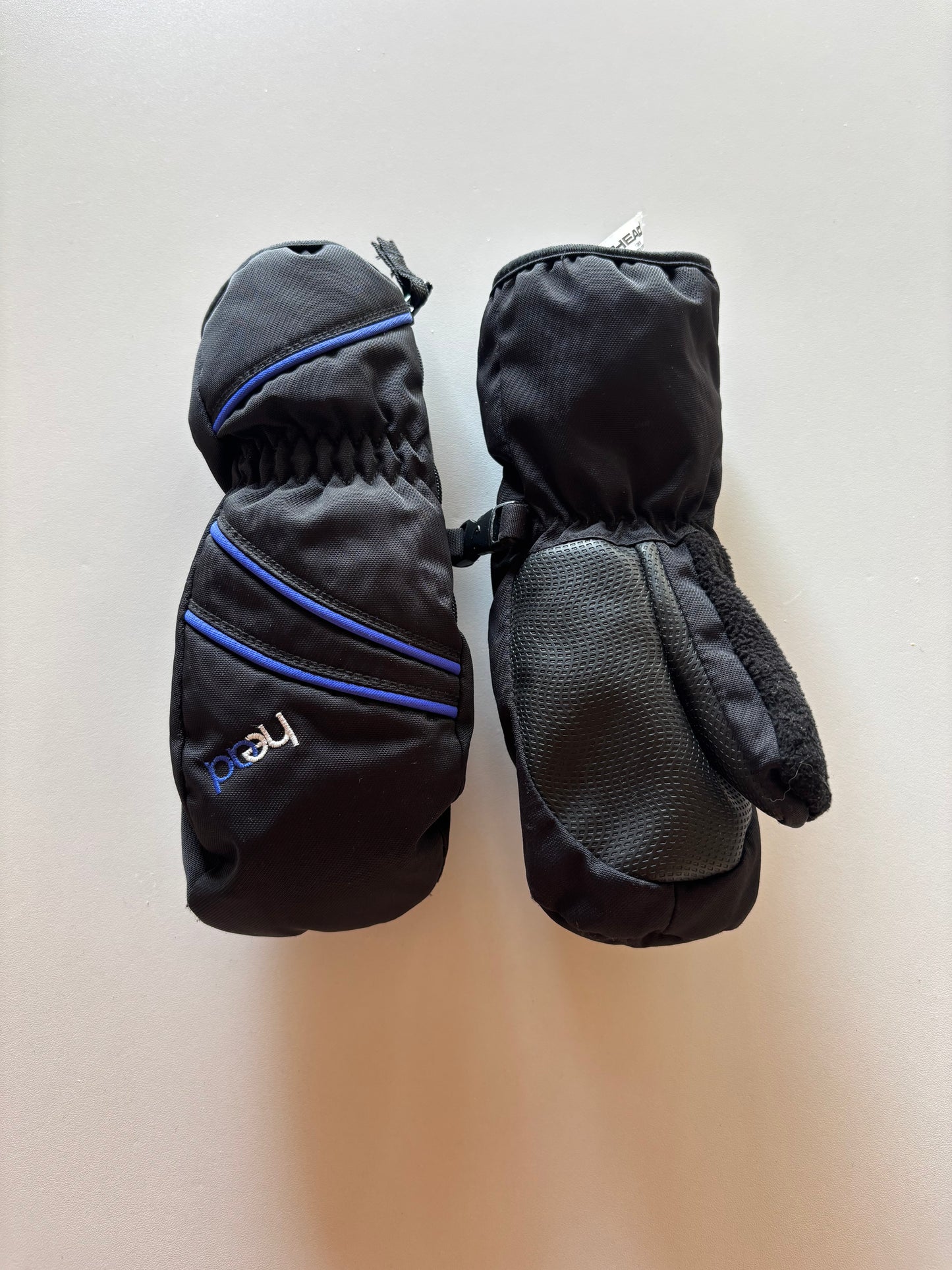 Black with Blue Piping Winter Mittens