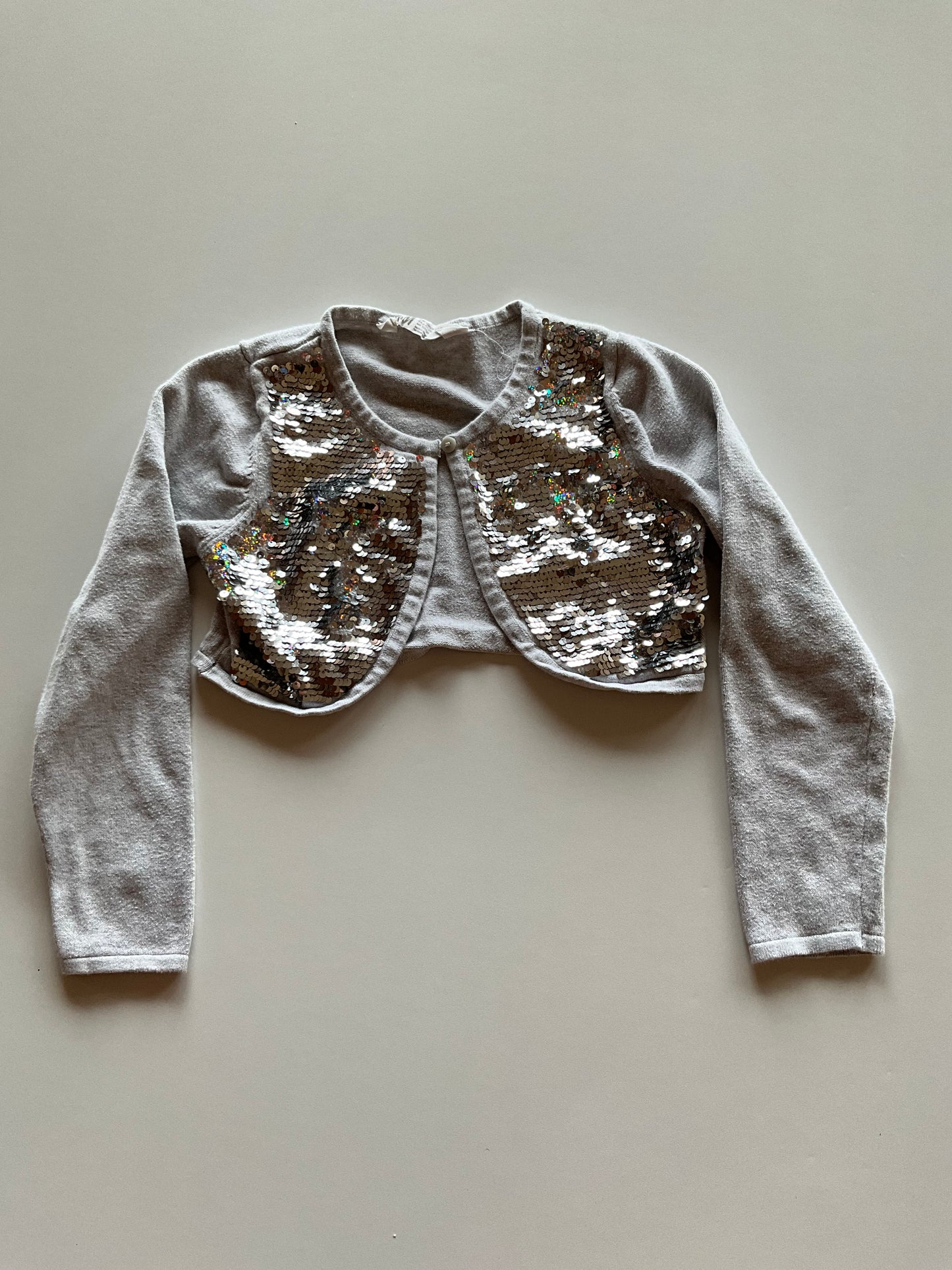 Grey Flip Sequin Short Cardigan