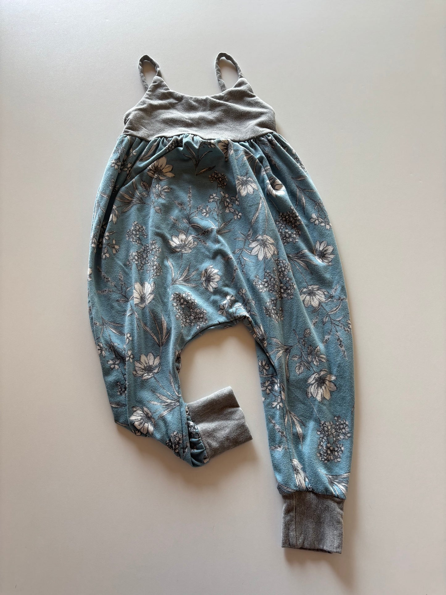 Grey & Blue Floral Romper