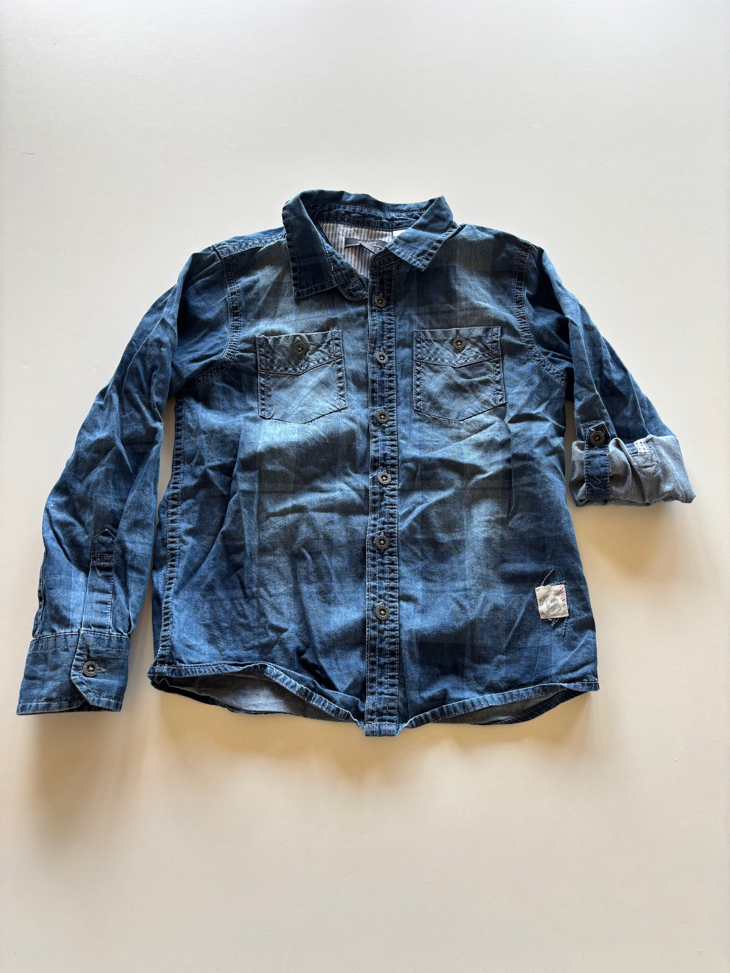 Blue Plaid Chambray Shirt