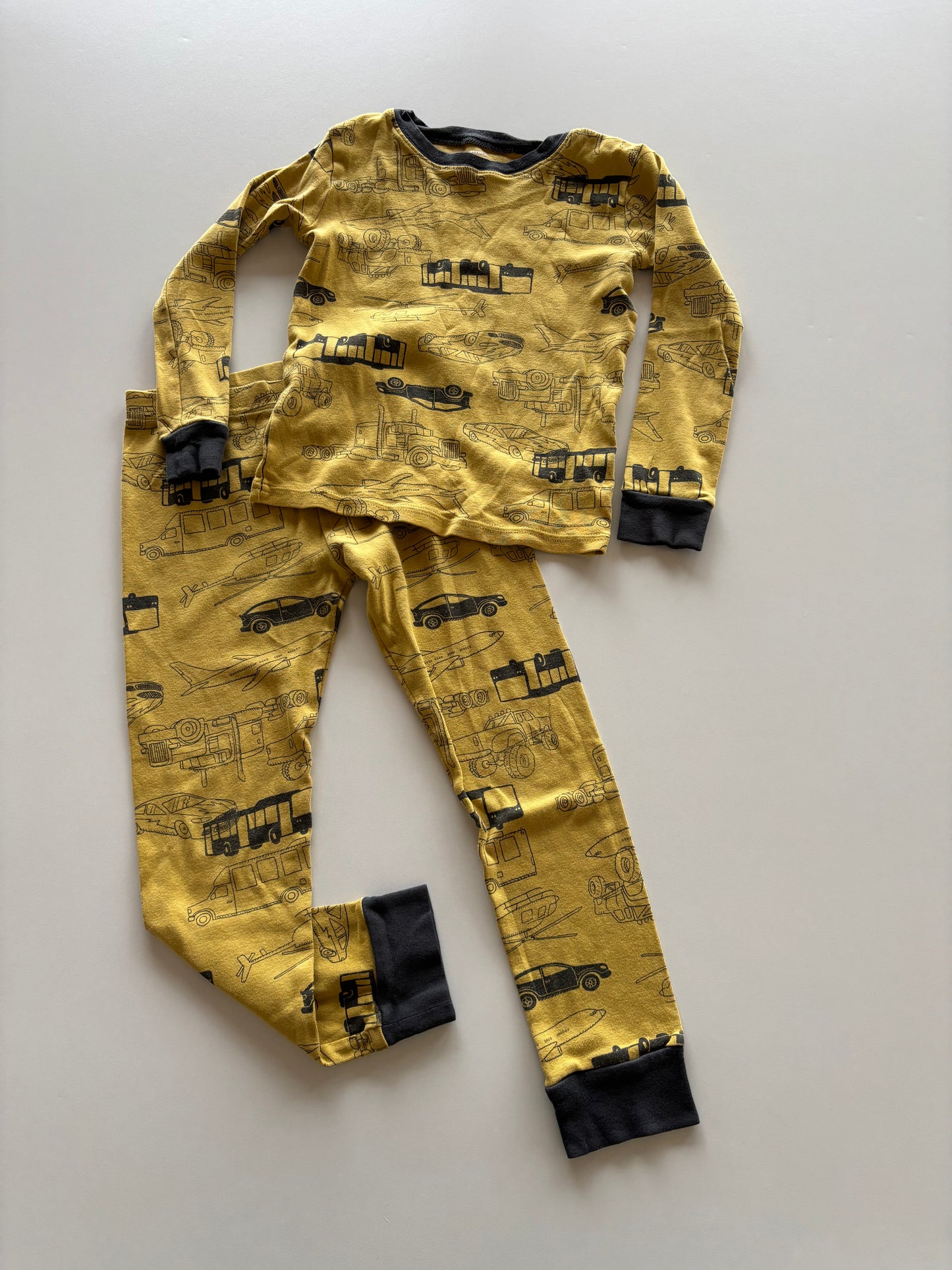2pc Yellow Transportation Pajamas